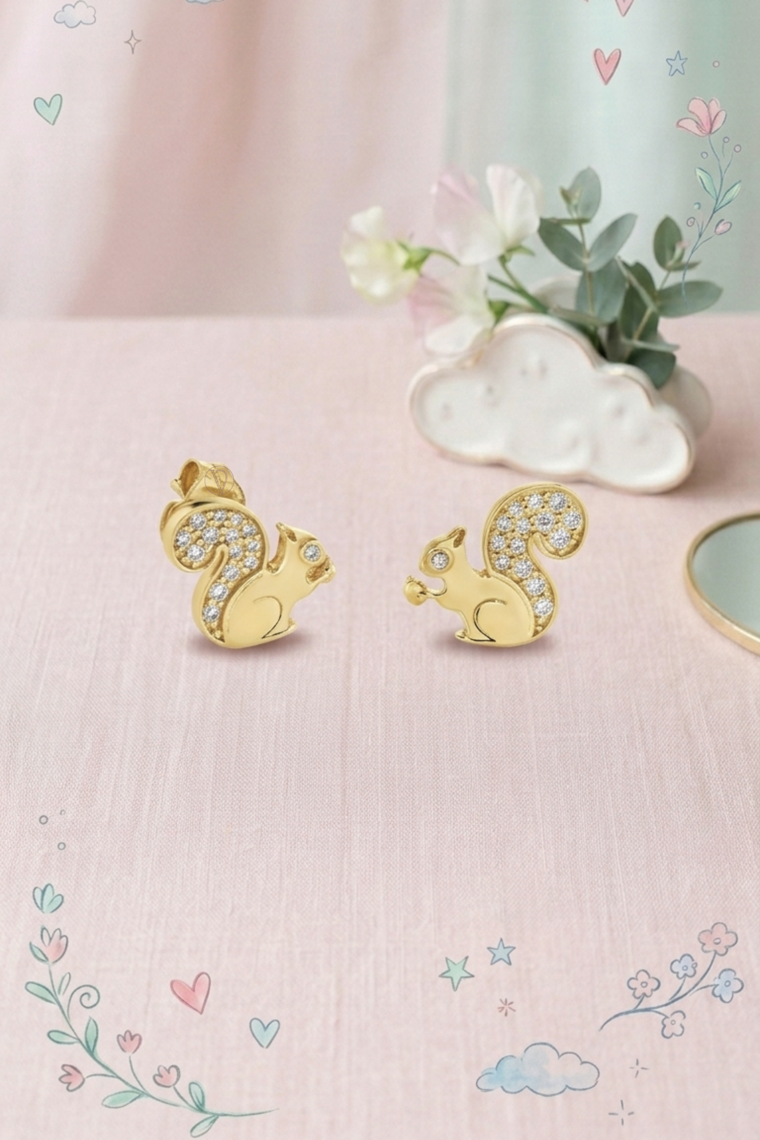 Kids Diamond Squirrel Earrings
