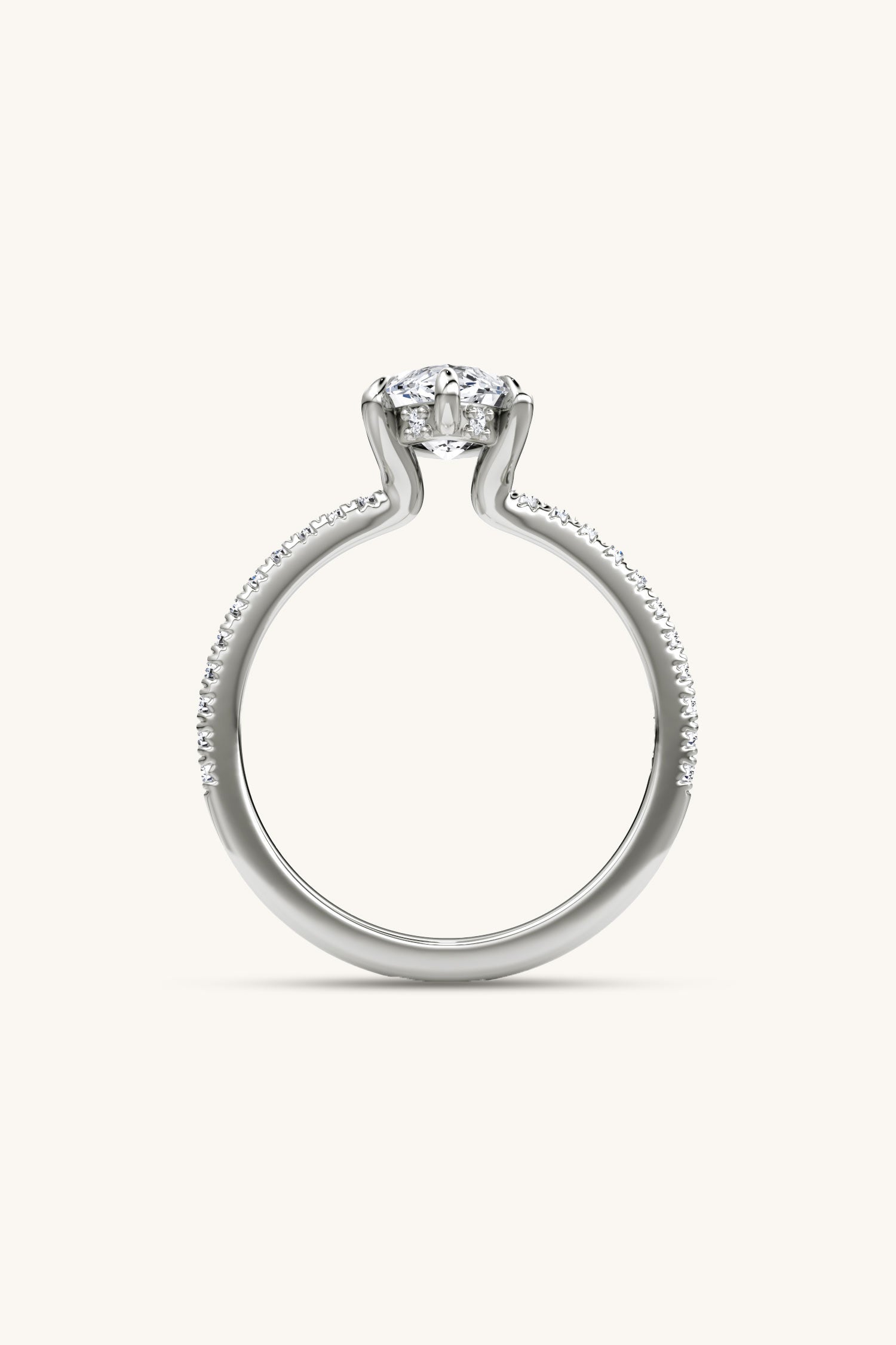 Bella Luna Halo Marquise Solitaire Pavé Ring