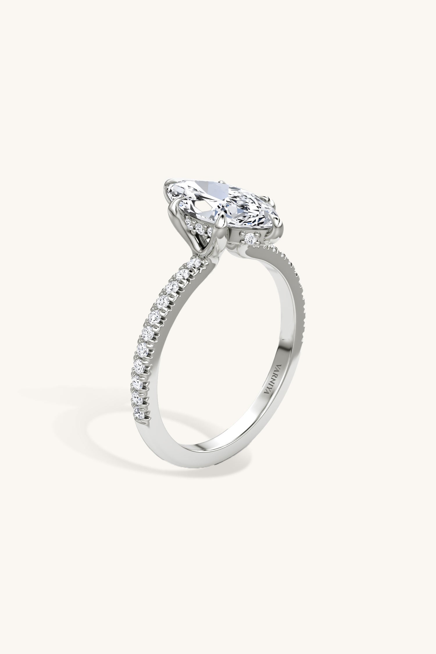 Bella Luna Halo Marquise Solitaire Pavé Ring