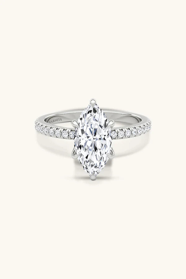 Bella Luna Halo with 1Ct Marquise Solitaire Pavé Ring