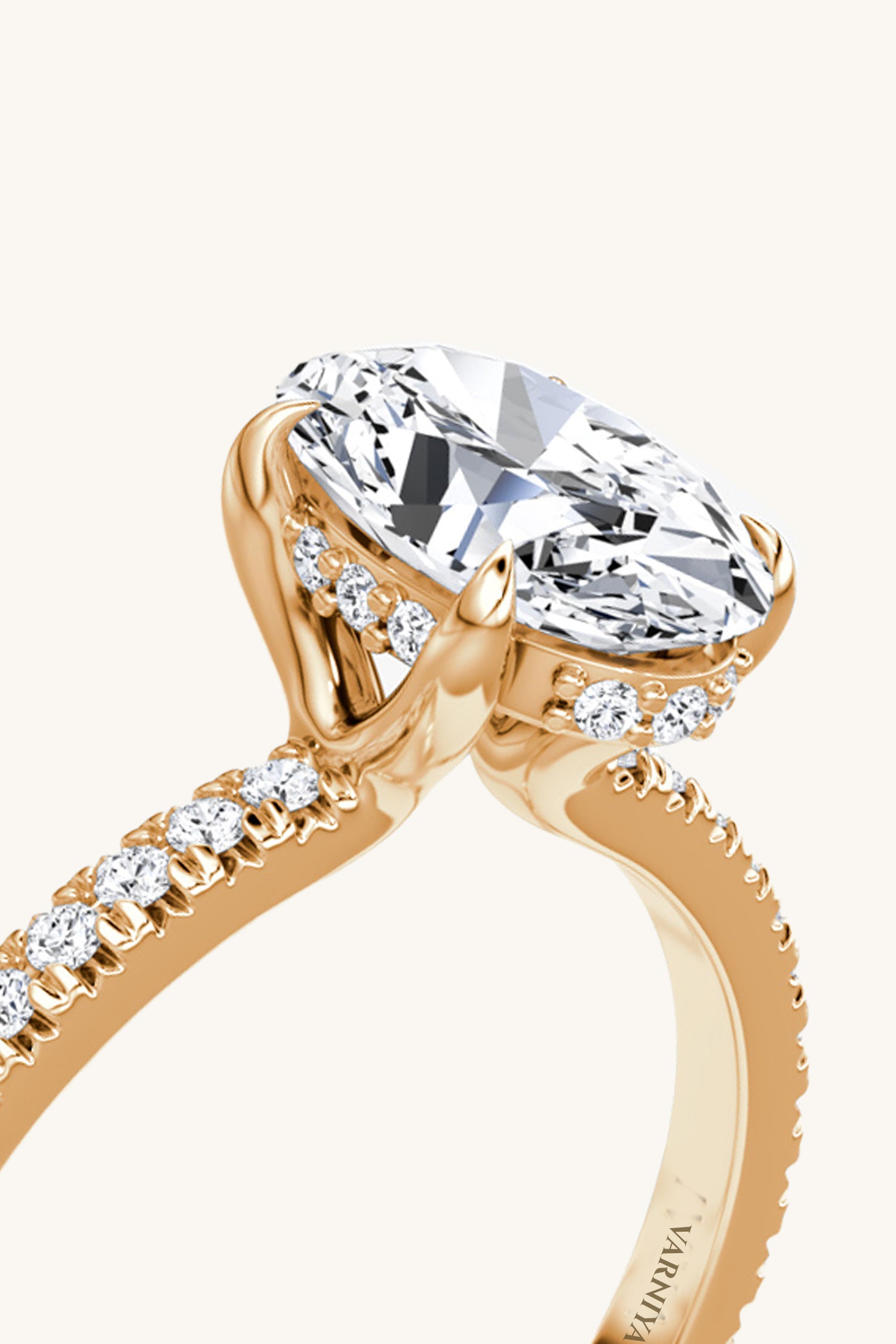 Bella Luna Halo Oval Solitaire Pavé Ring