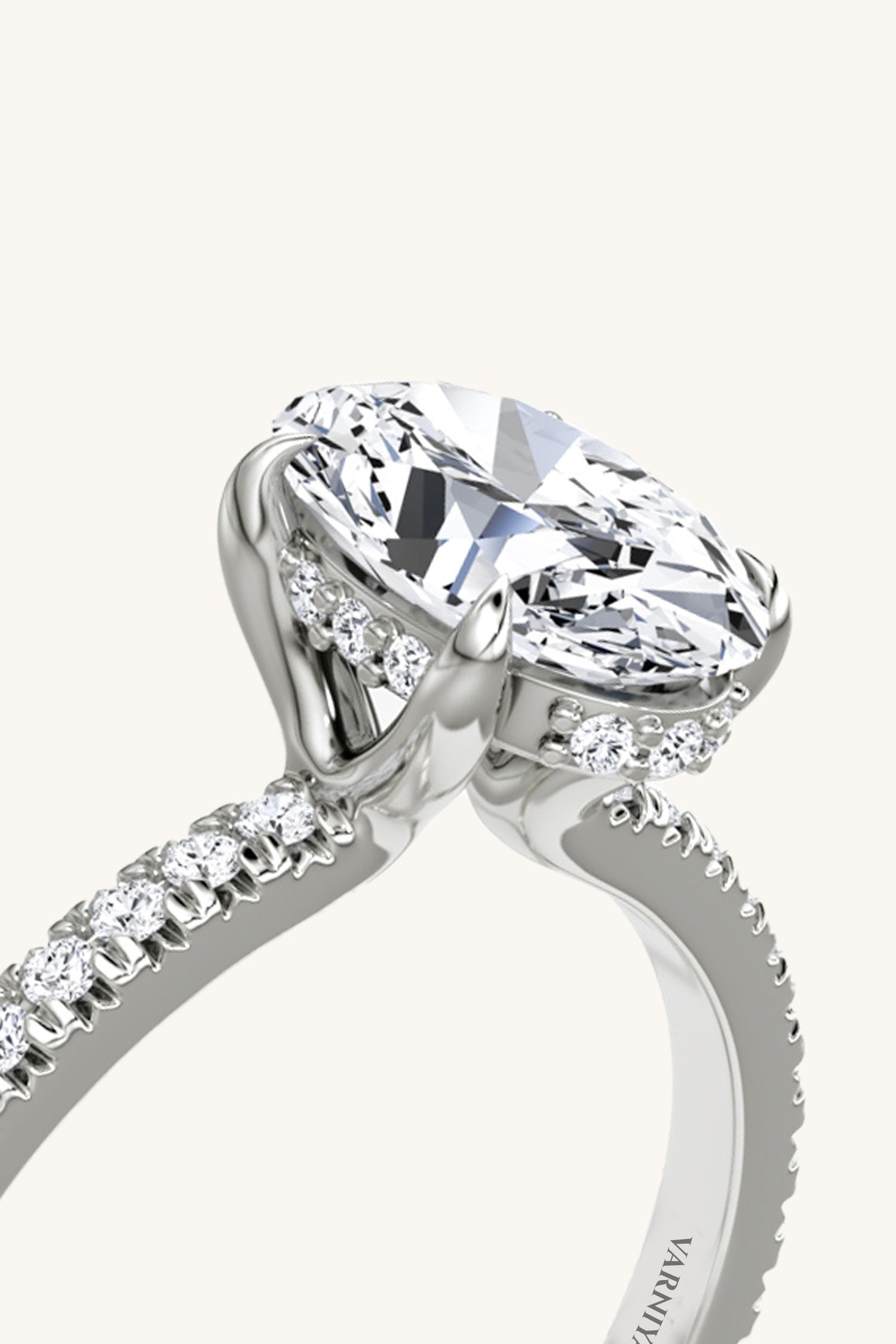 Bella Luna Halo Oval Solitaire Pavé Ring
