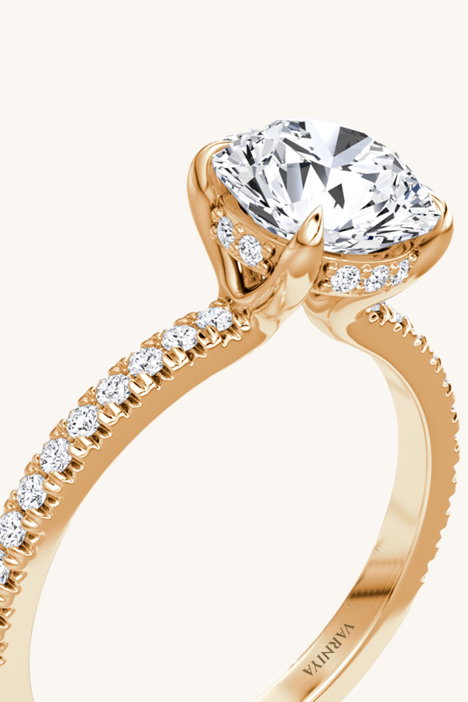 Bella Luna Halo Round Brilliant Solitaire Pave Ring