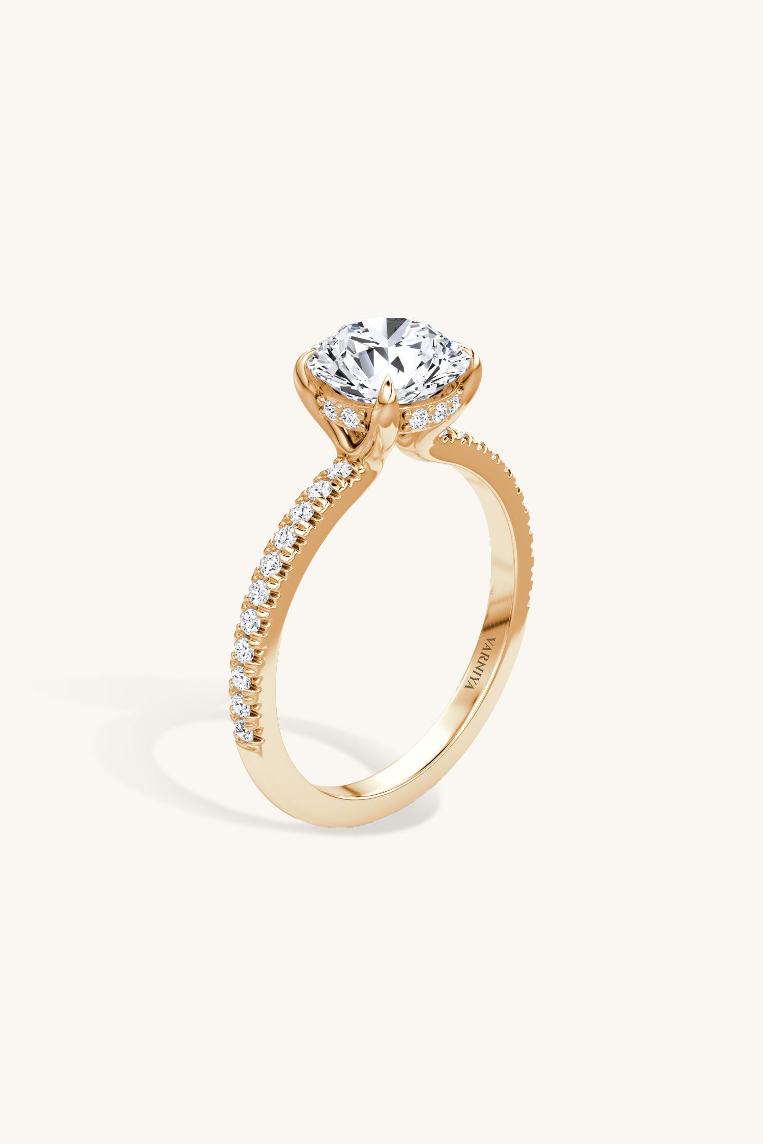 Bella Luna Halo Round Brilliant Solitaire Pave Ring