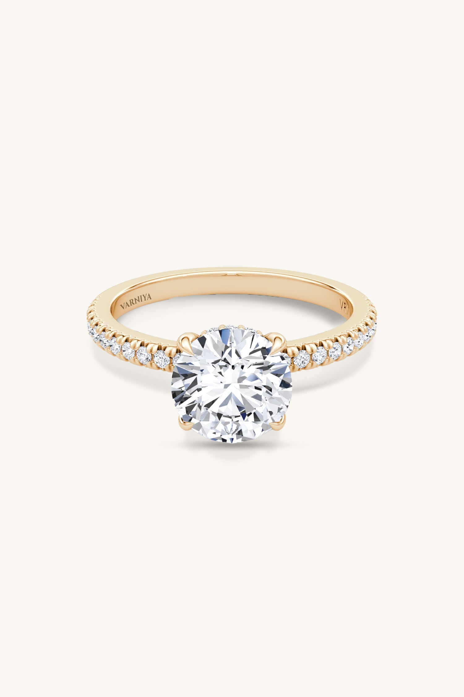 Bella Luna Halo Round Brilliant Solitaire Pave Ring