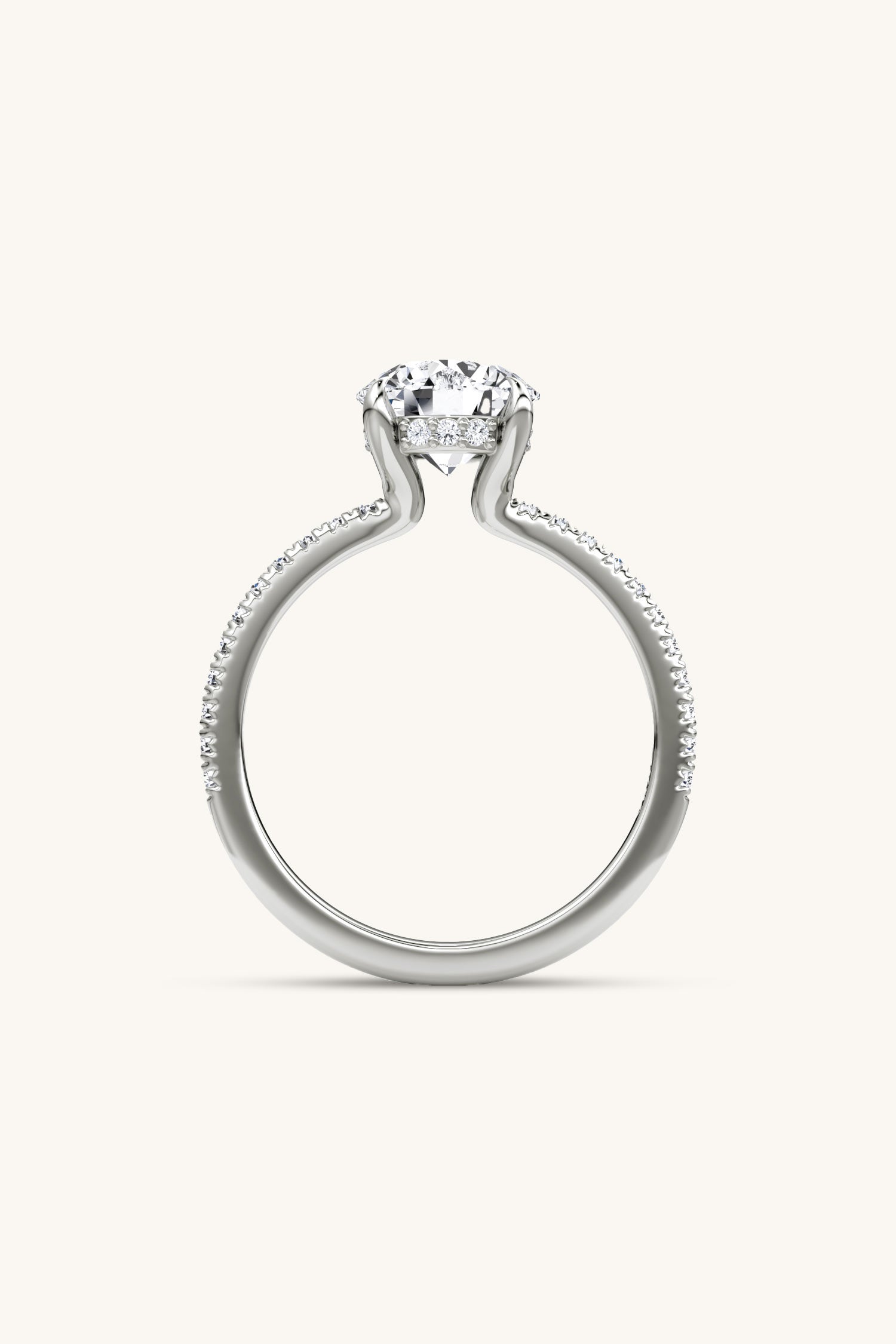 Bella Luna Halo Round Brilliant Solitaire Pave Ring