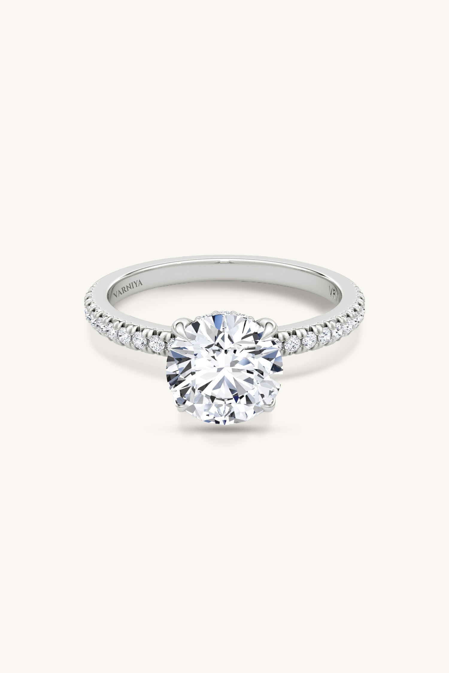 Bella Luna Halo Round Brilliant Solitaire Pave Ring