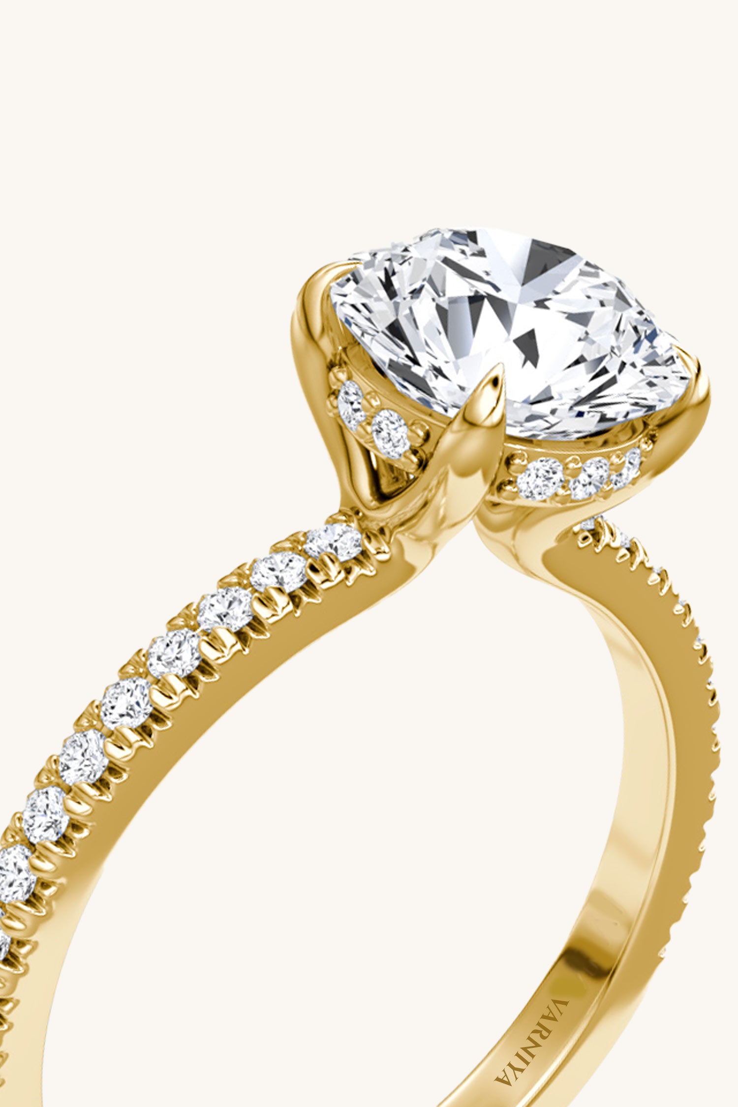 Bella Luna Halo Round Brilliant Solitaire Pave Ring