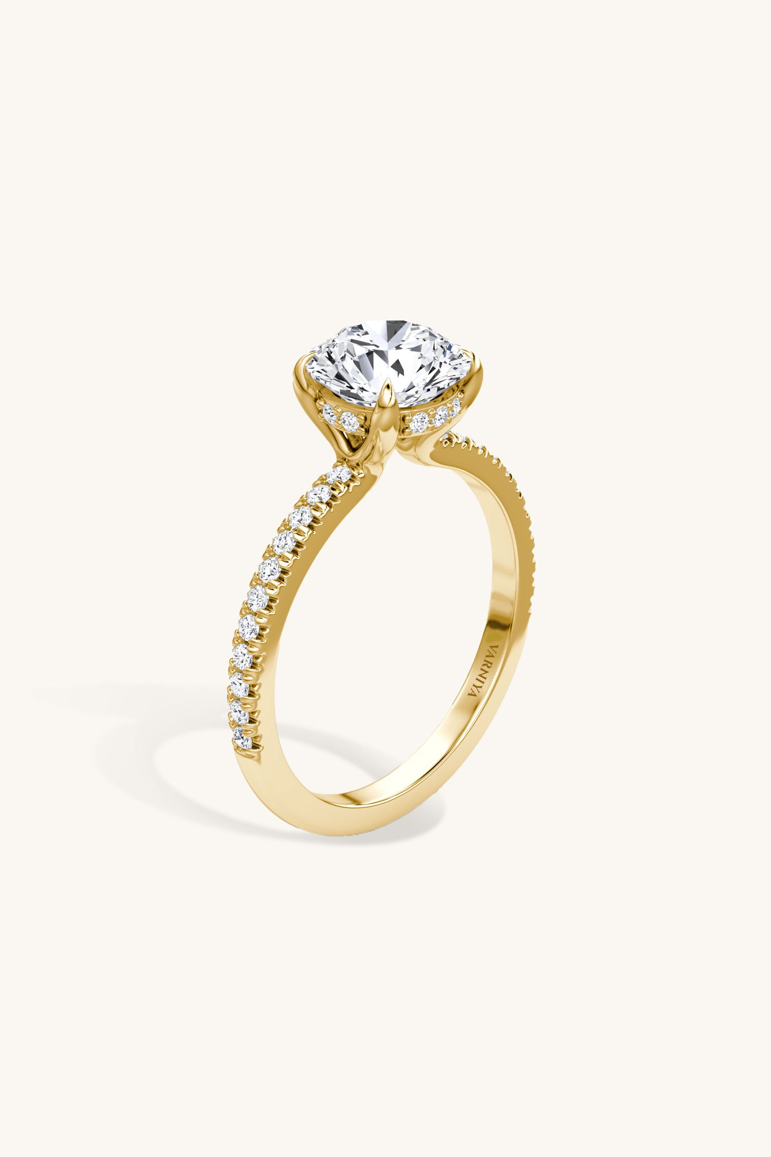 Bella Luna Halo Round Brilliant Solitaire Pave Ring