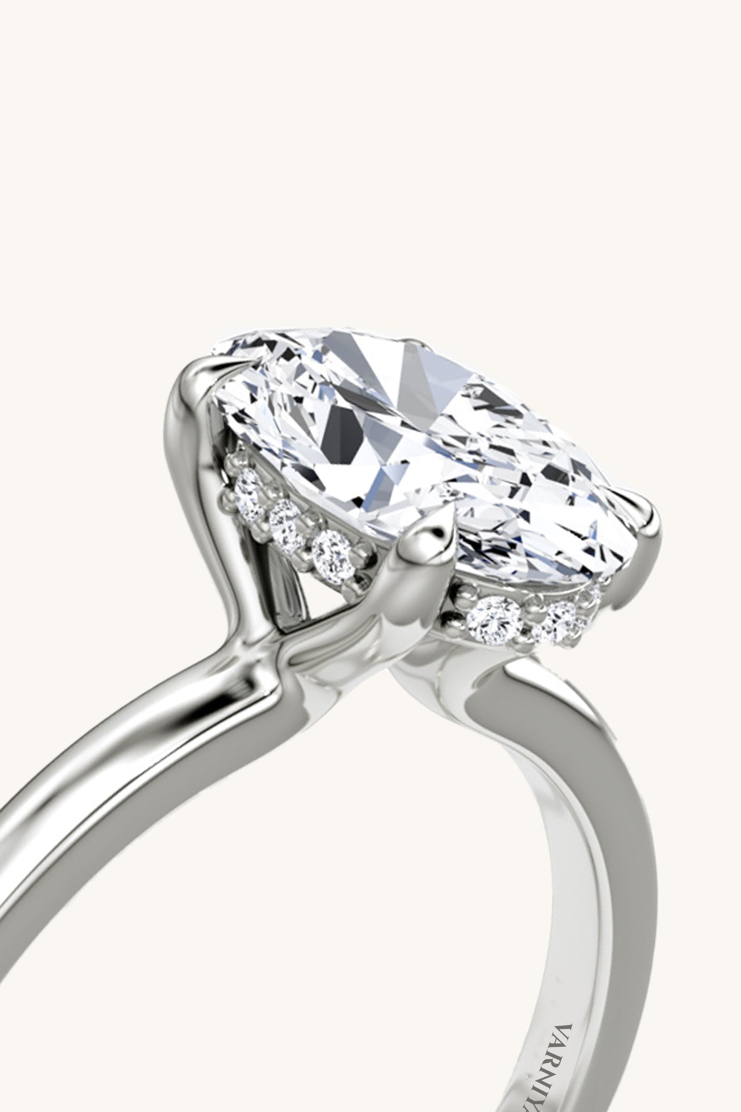 Bella Luna Halo Oval Solitaire Ring