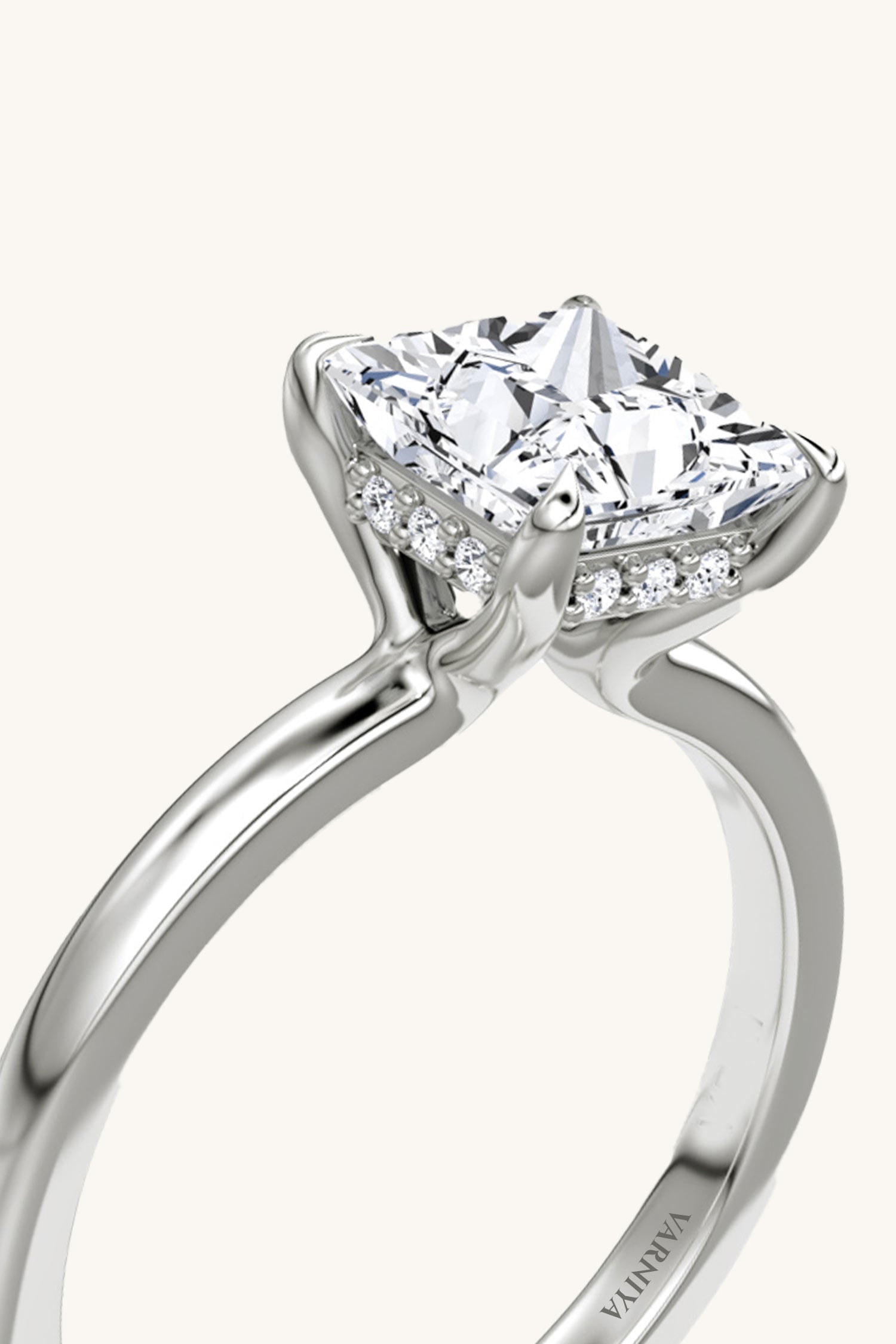 Bella Luna Halo Princess Solitaire Ring