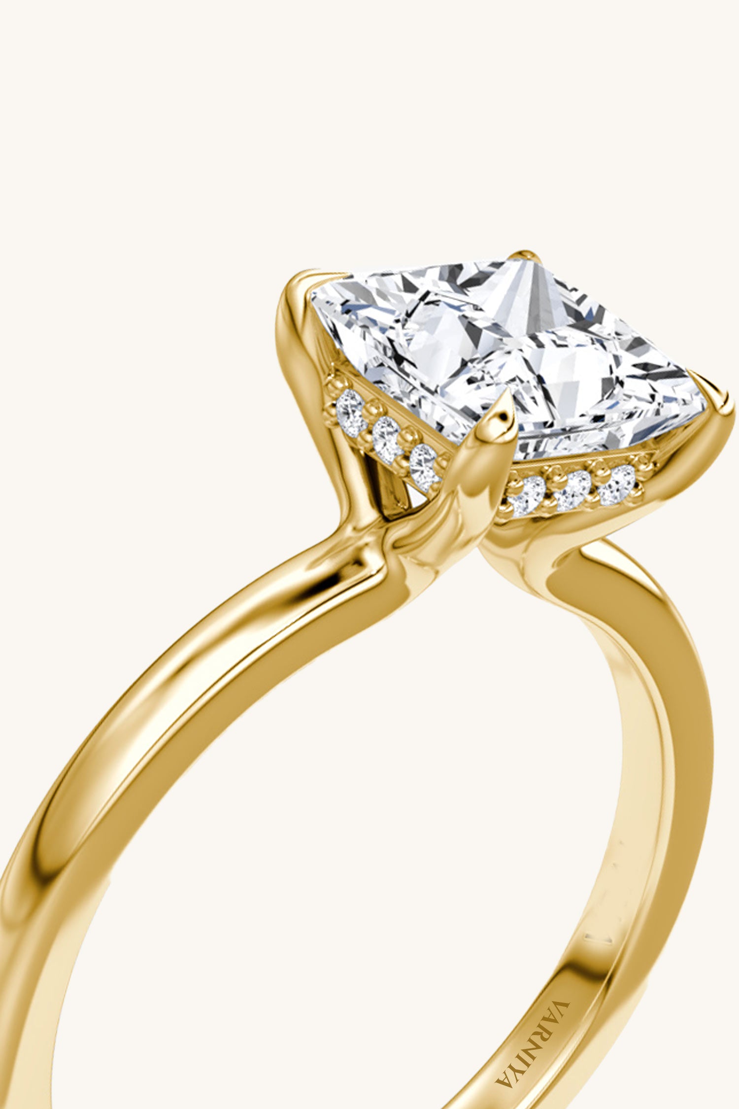 Bella Luna Halo Princess Solitaire Ring