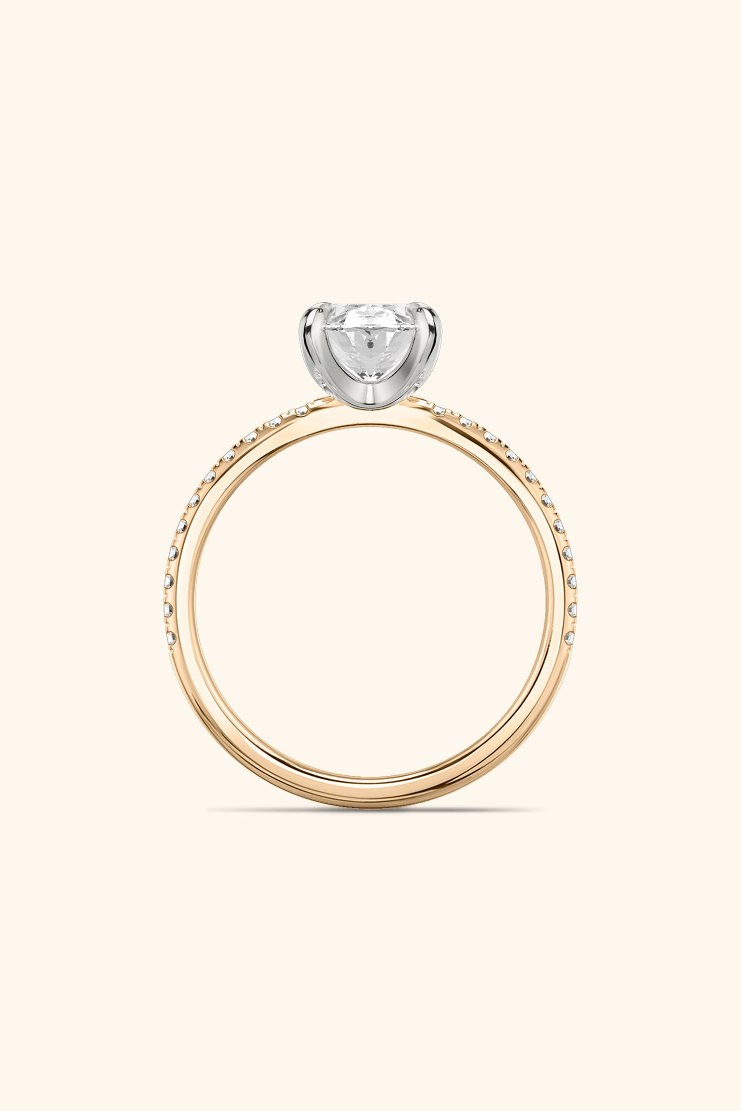 Dual Tone Glance Pavé Ring with Oval Solitaire