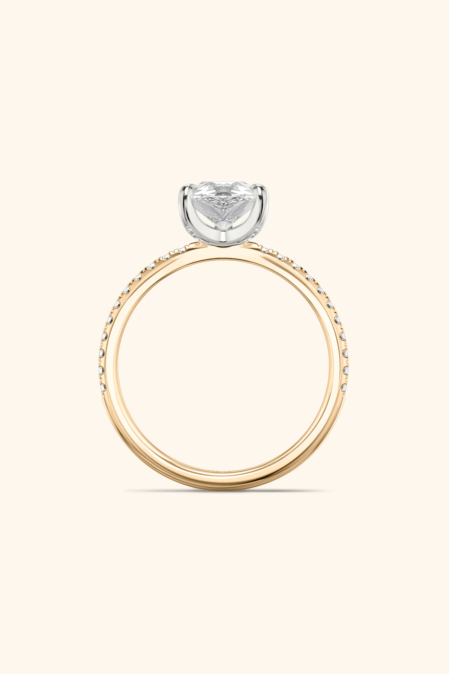 Dual Tone Glance Pavé Ring with 1 Carat Pear Solitaire