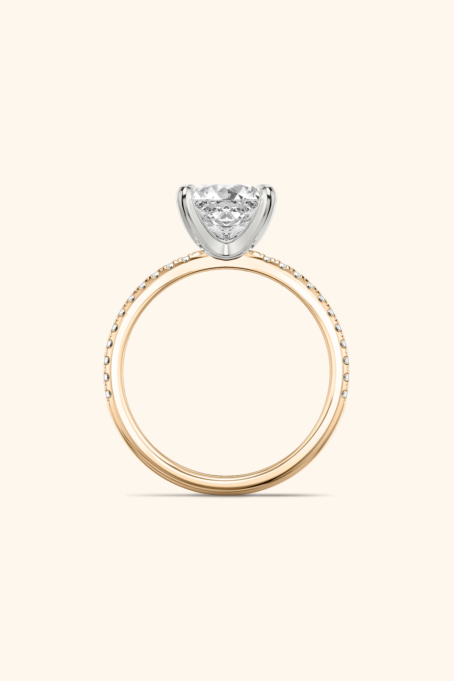 Dual Tone Glance Pavé Ring with 4 Carat Princess Solitaire Value