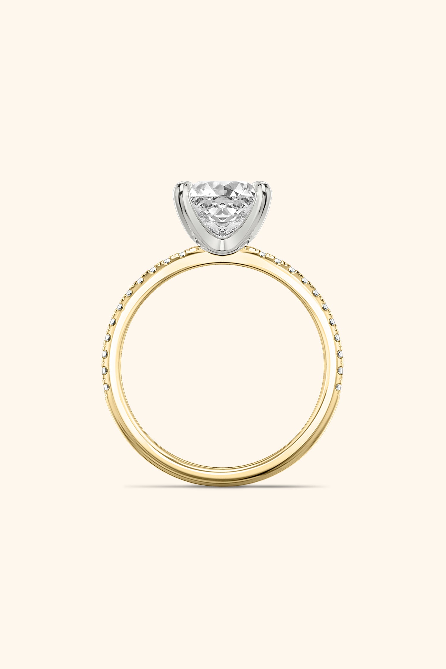 Dual Tone Glance Pavé Ring with 4 Carat Princess Solitaire Value