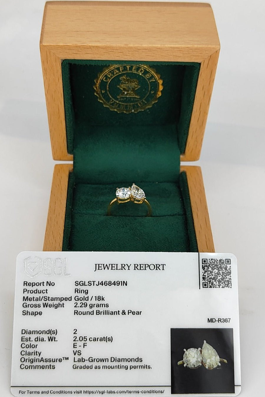 TOI MOI LUMINOSA ROUND AND PEAR 1CT EACH SOLITAIRE RING