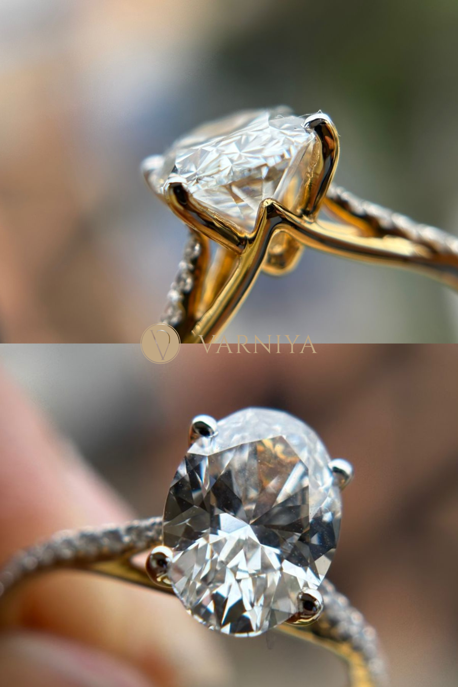 2 Carat Valentina Pavé Ring with an Oval Solitaire