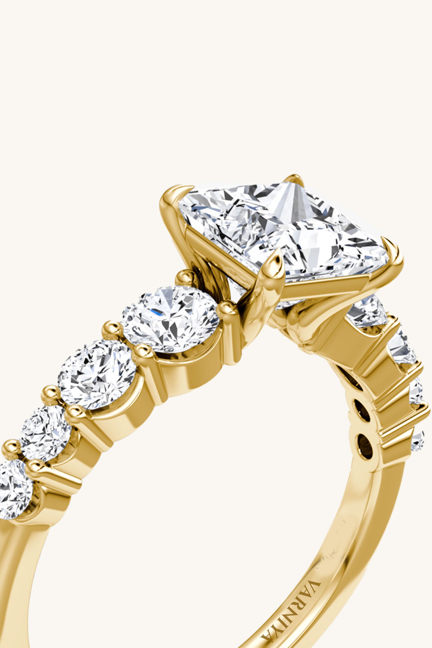 Cielo Princess Solitaire Pavé Ring
