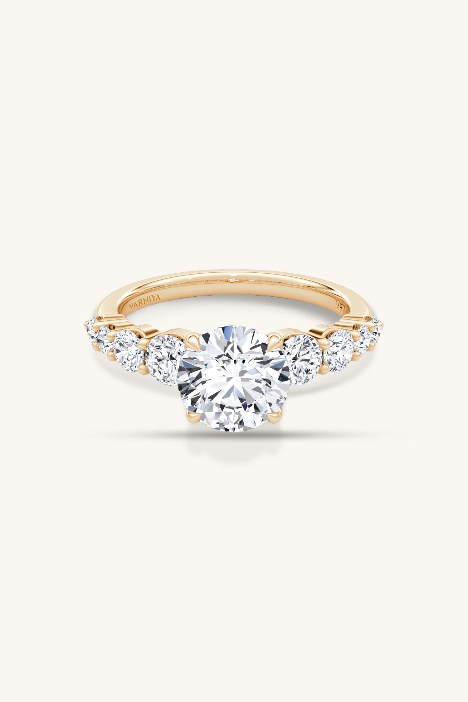 Cielo Round Brilliant Solitaire Pavé Ring