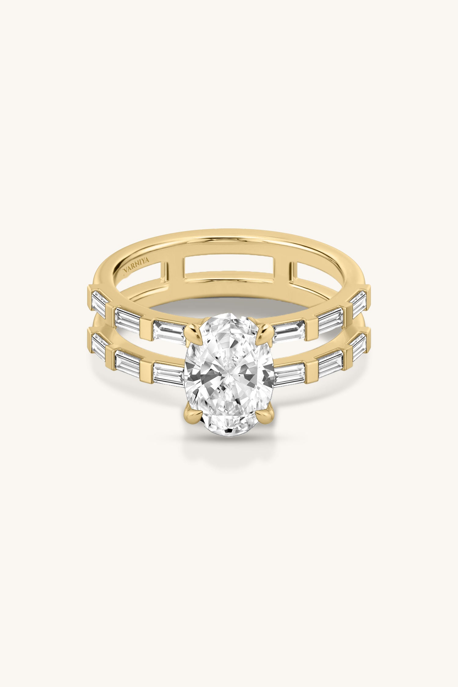 Bicephal Oval Solitaire French Pavé Best Ring