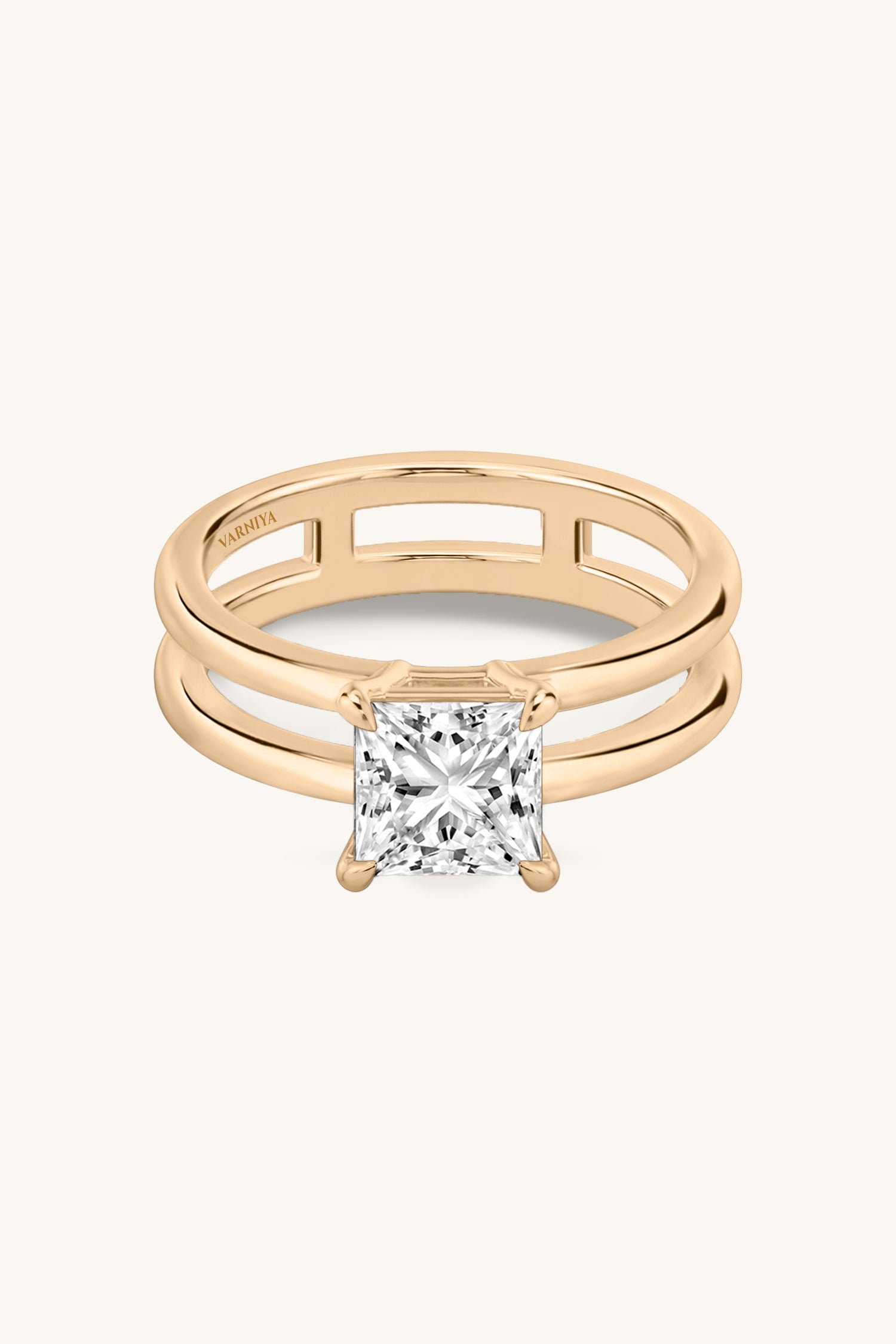 Bicephal Princess Solitaire Ring