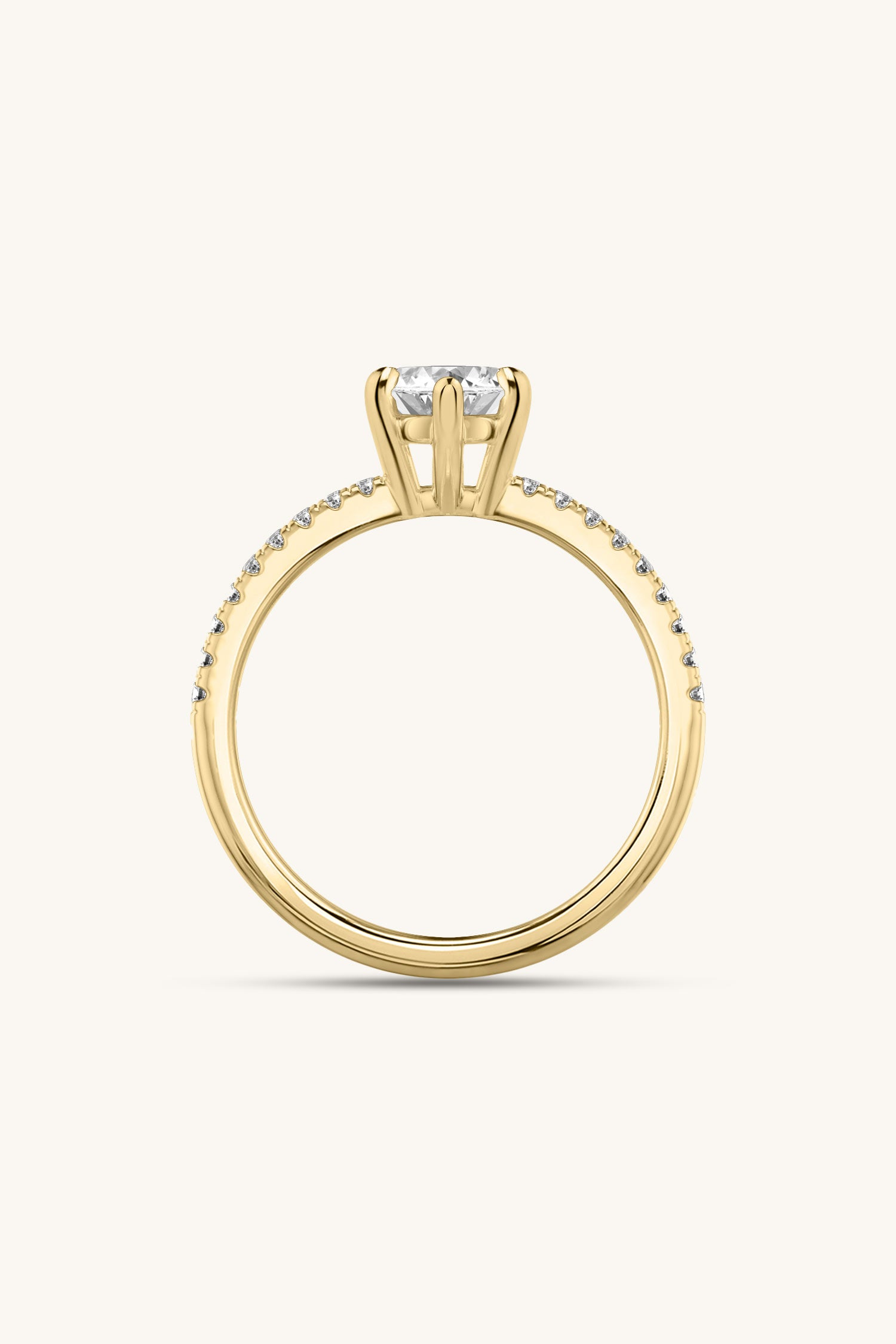 Bicephal Marquise Solitaire Pavé Ring