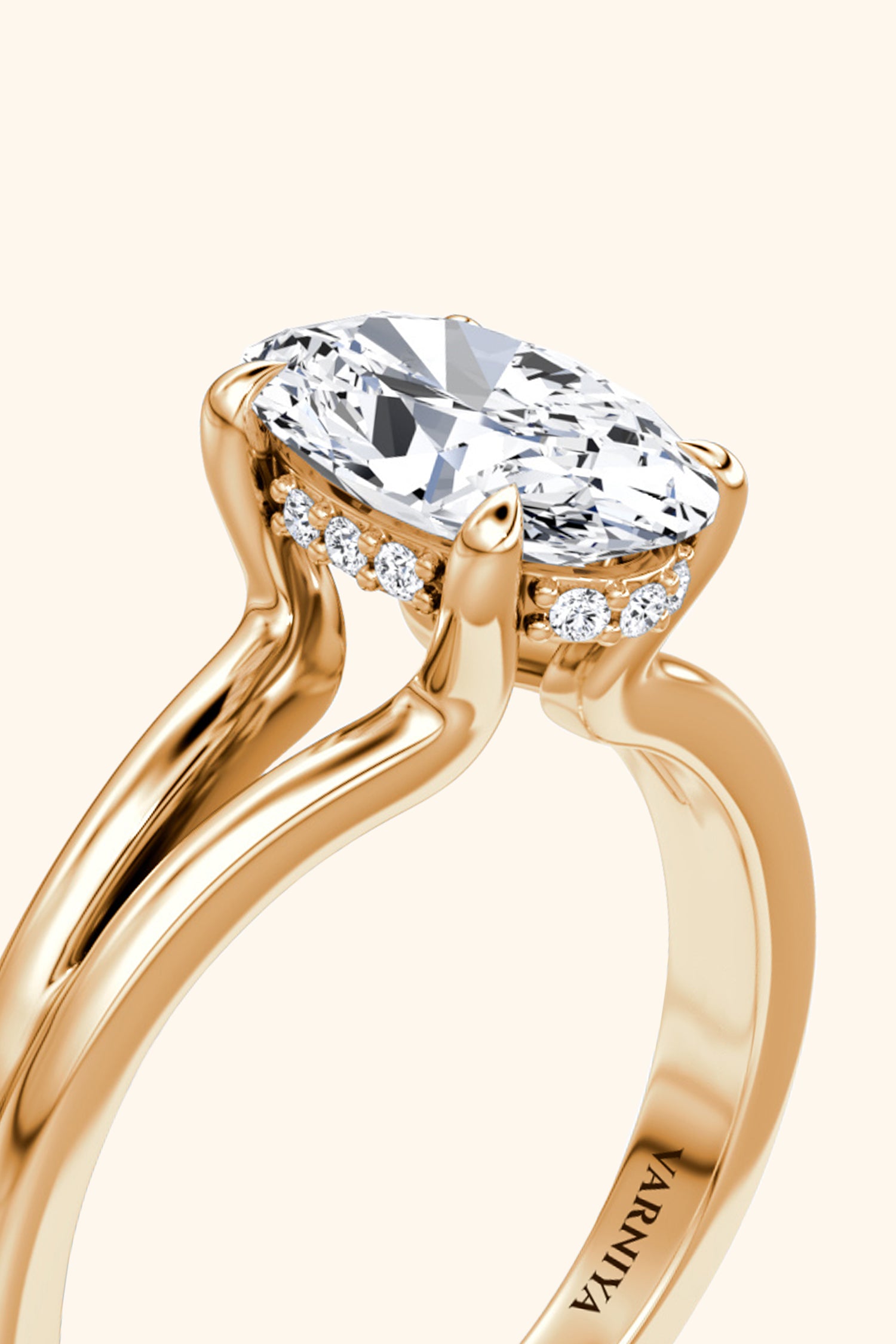 Dulce Halo Oval Solitaire Ring