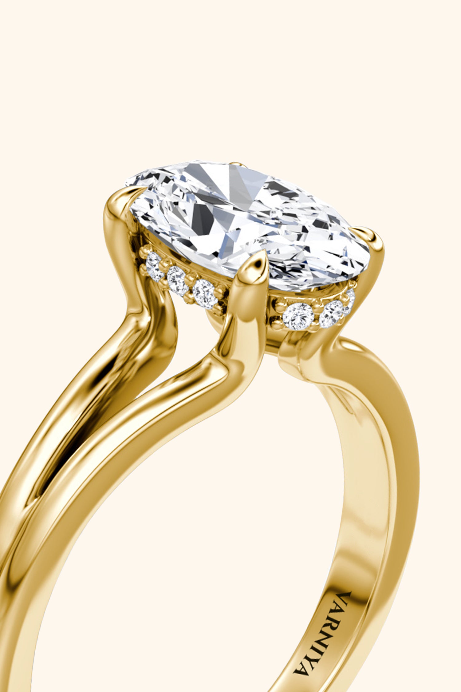 Dulce Halo Oval Solitaire Ring