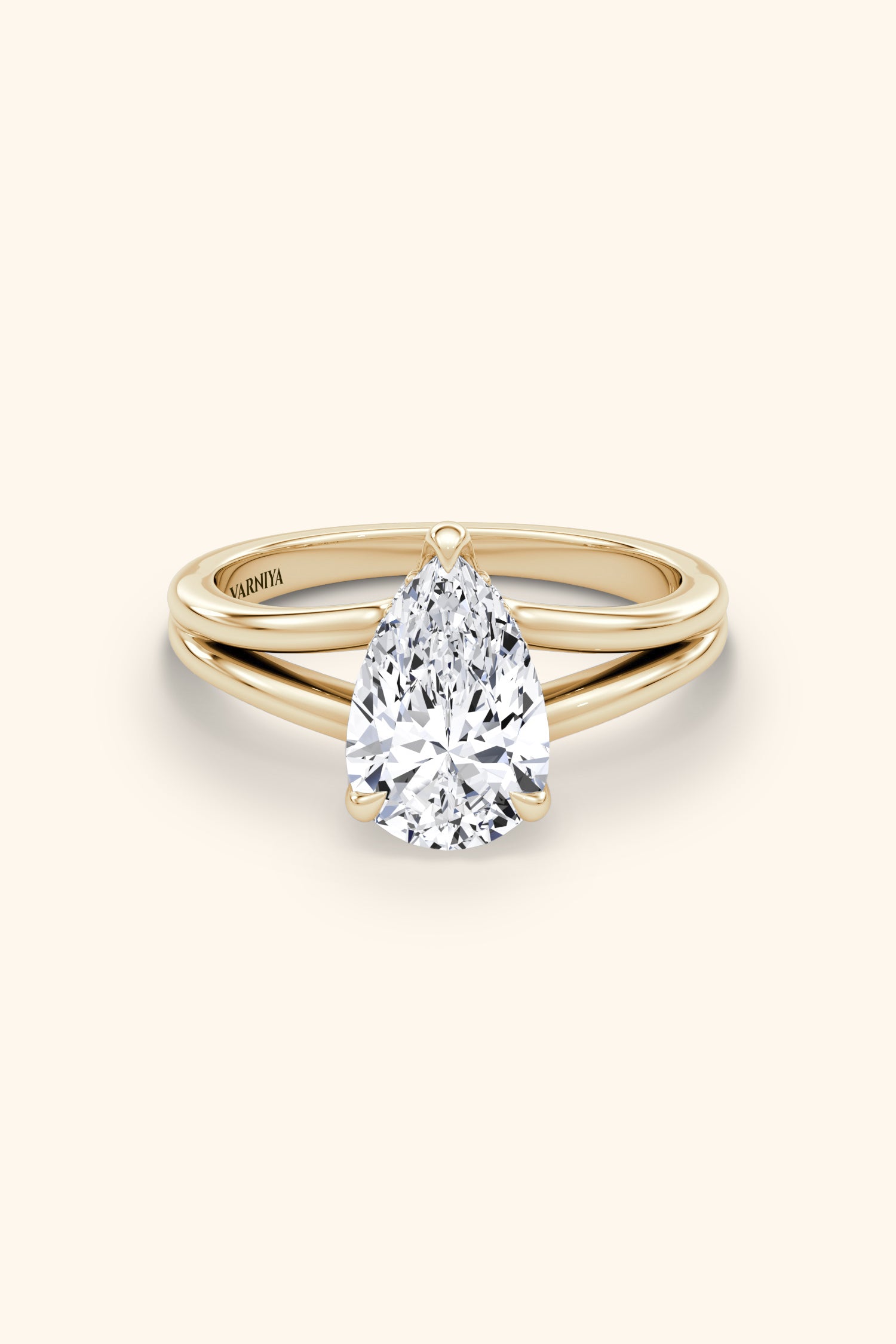 Dulce Halo Pear Solitaire Ring