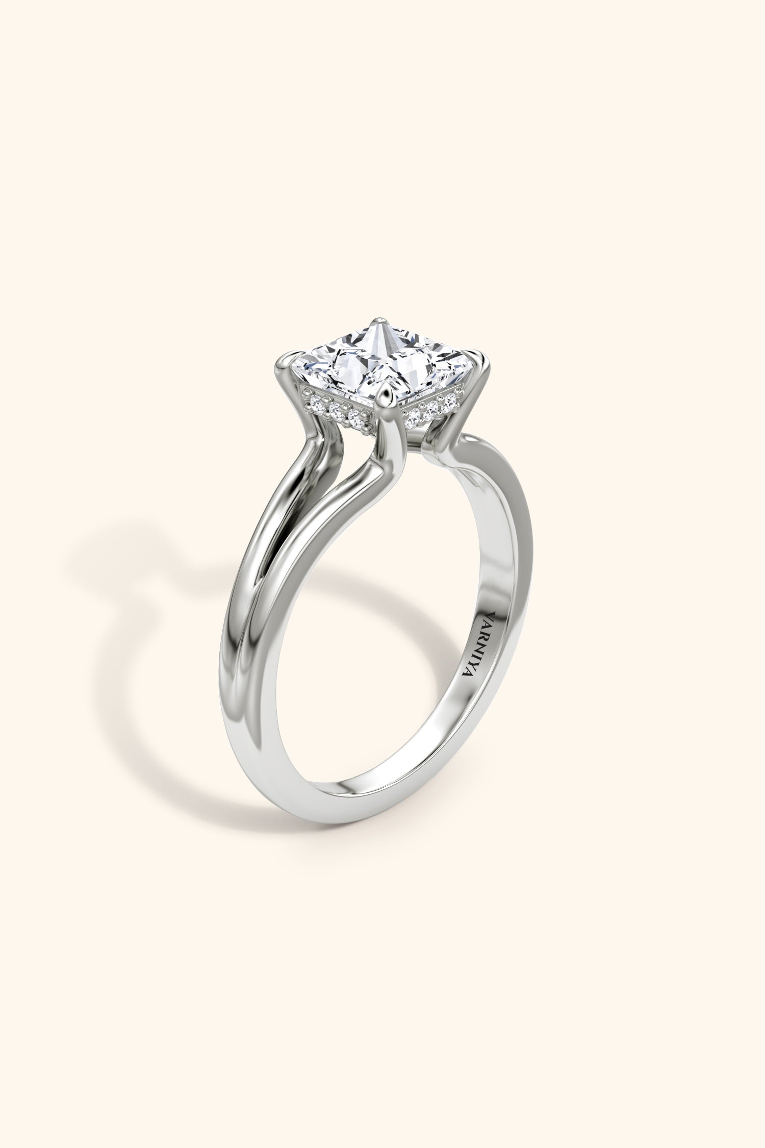 Dulce Halo Princess Solitaire Ring