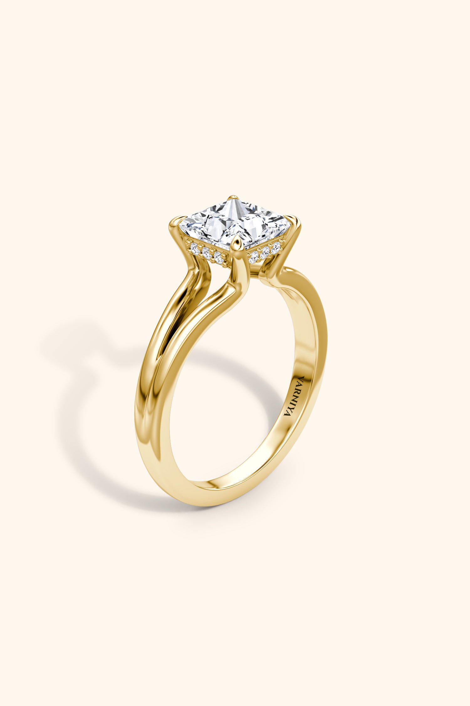 Dulce Halo Princess Solitaire Ring