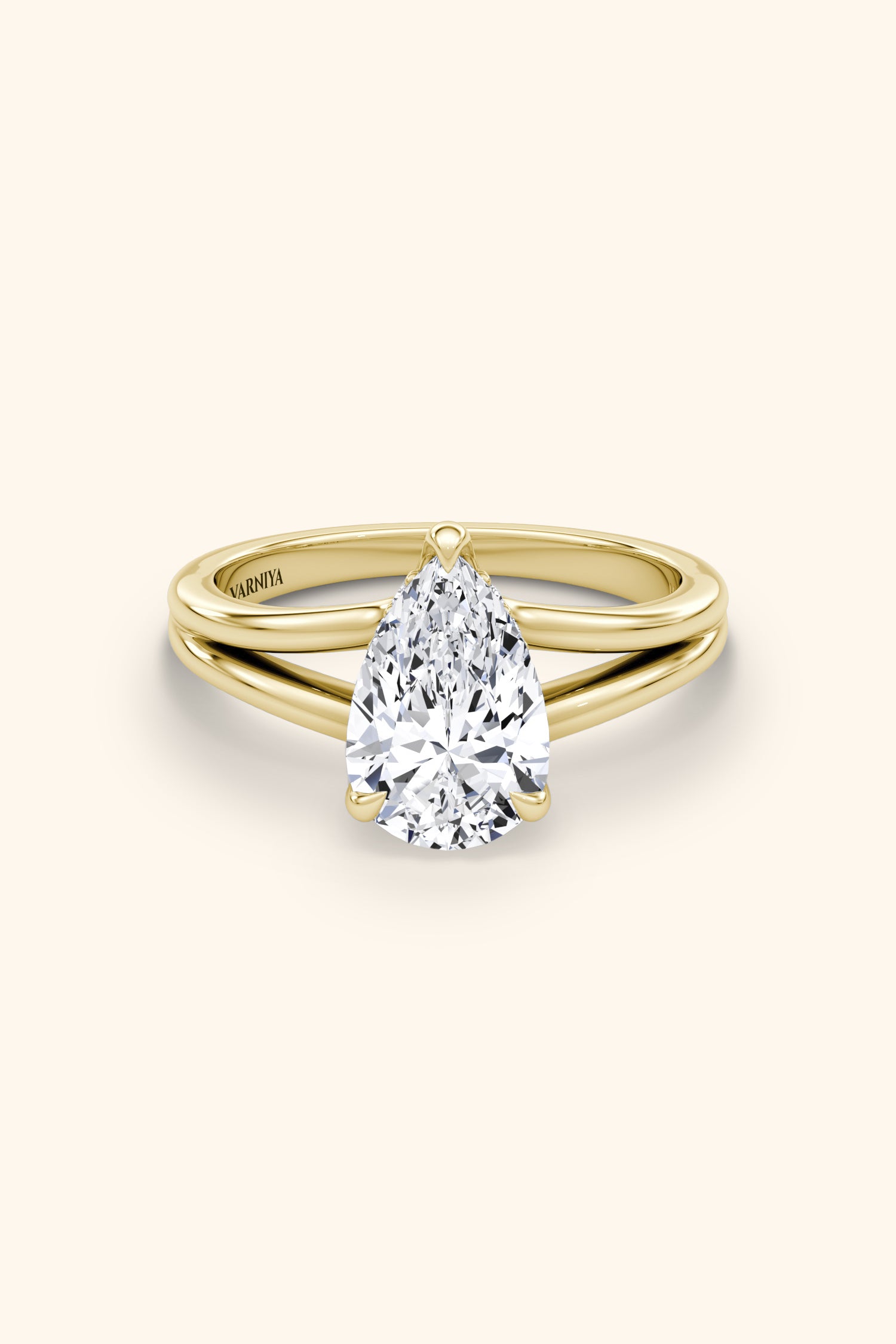 Dulce Halo Pear Solitaire Ring