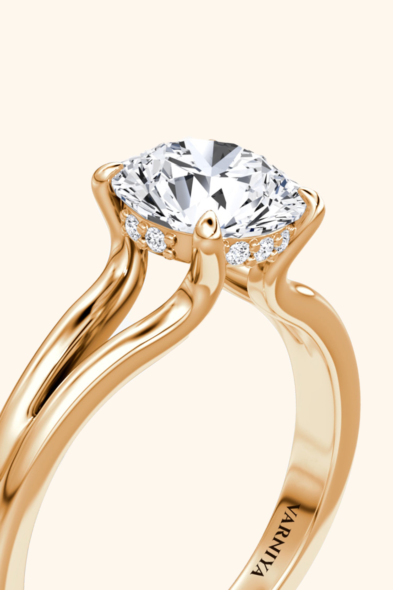 Dulce Halo Round Brilliant Solitaire Ring