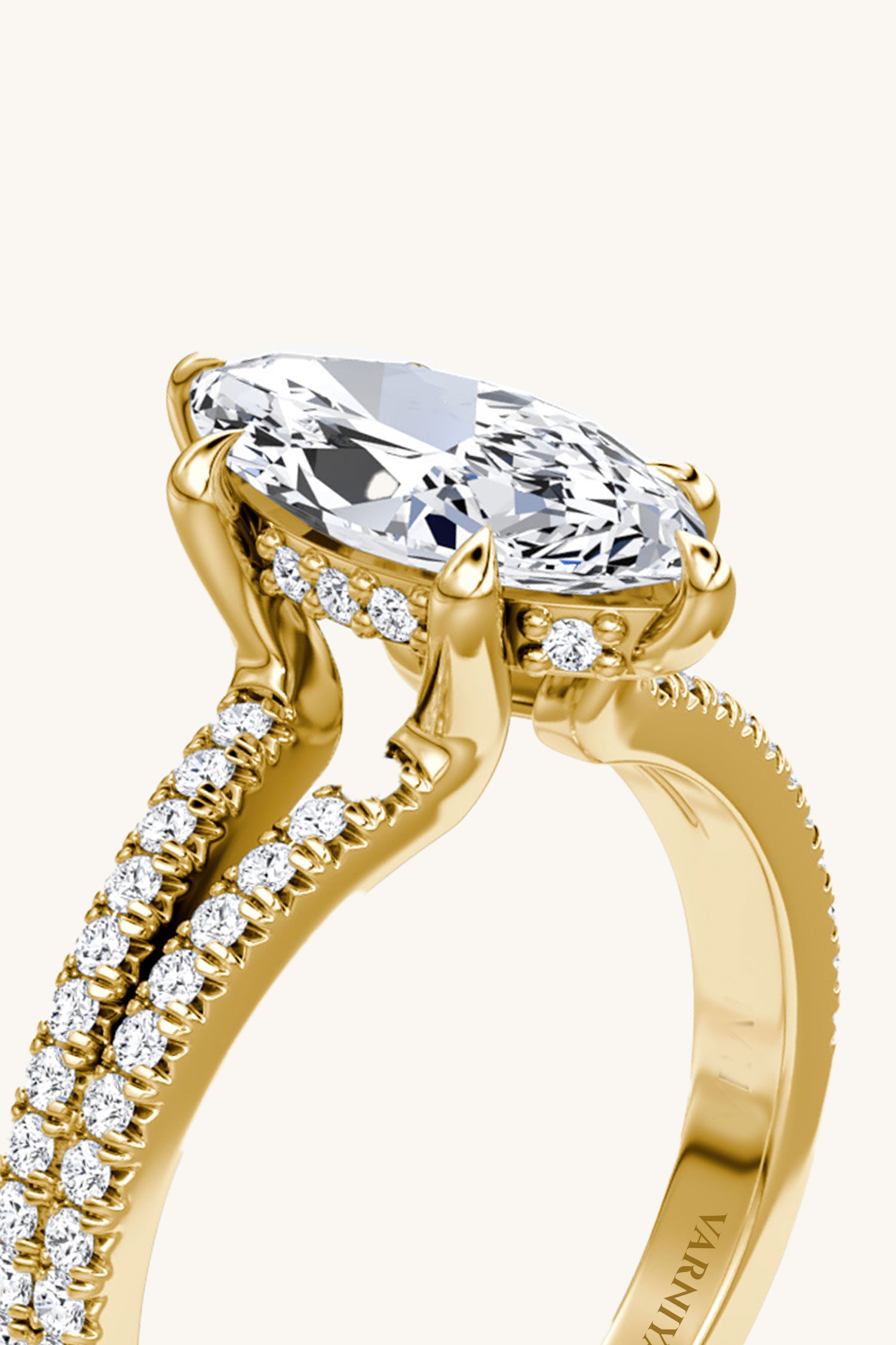 Dulce Halo Marquise Solitaire Pavé Ring