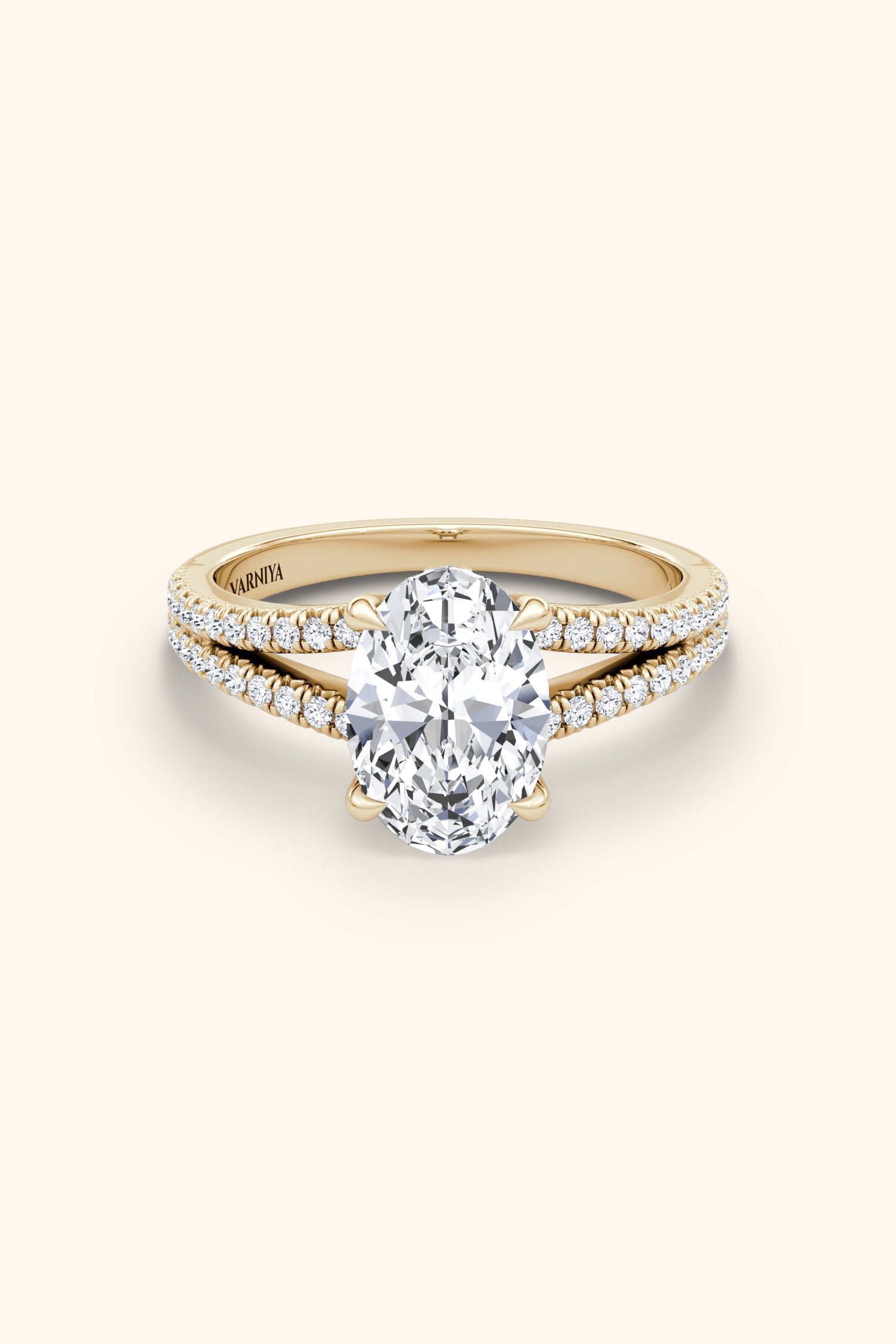Dulce Halo Oval Solitaire Pavé Ring