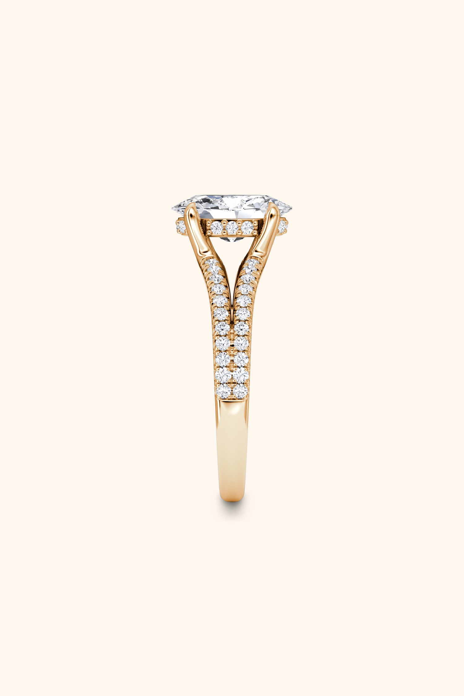 Dulce Halo Oval Solitaire Pavé Ring