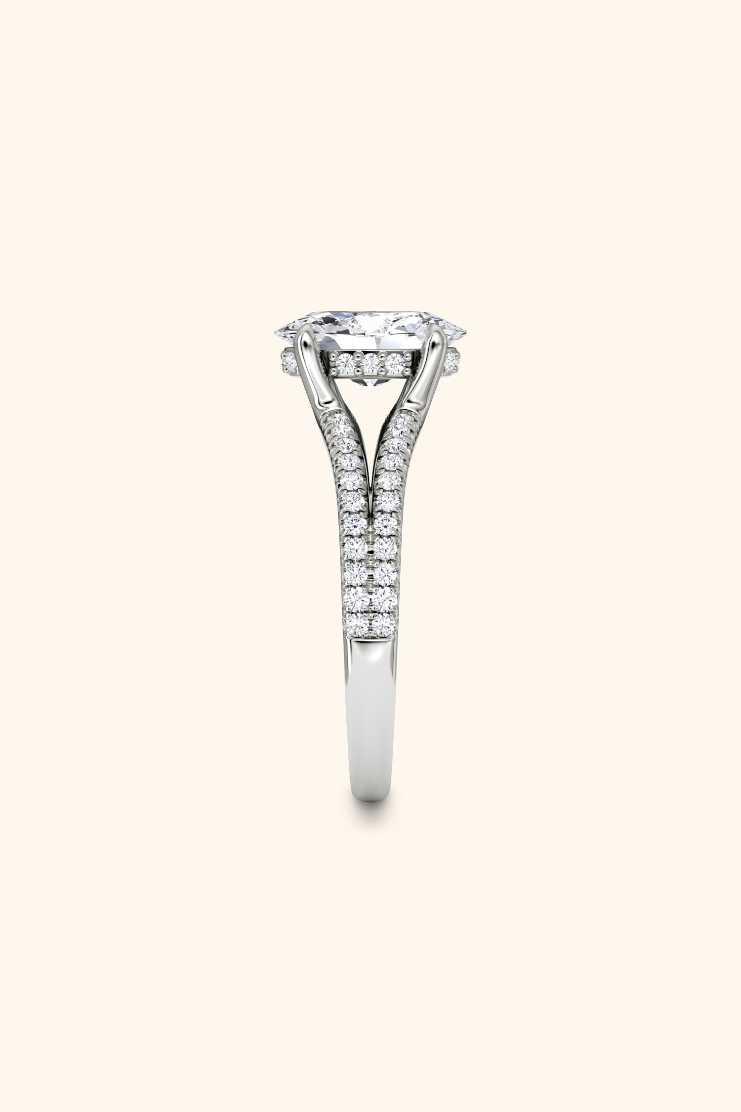 Dulce Halo Oval Solitaire Pavé Ring