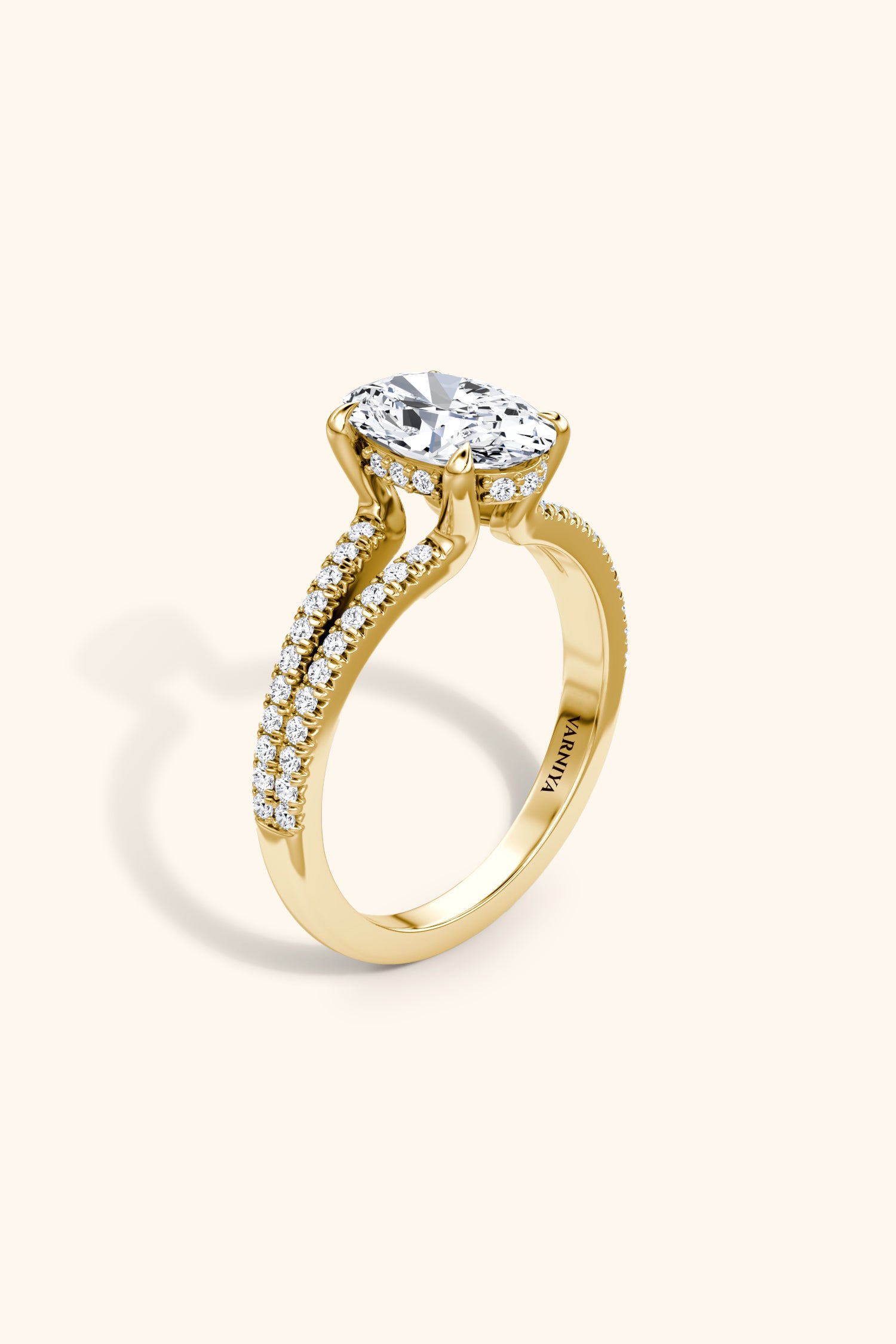Dulce Halo Oval Solitaire Pavé Ring