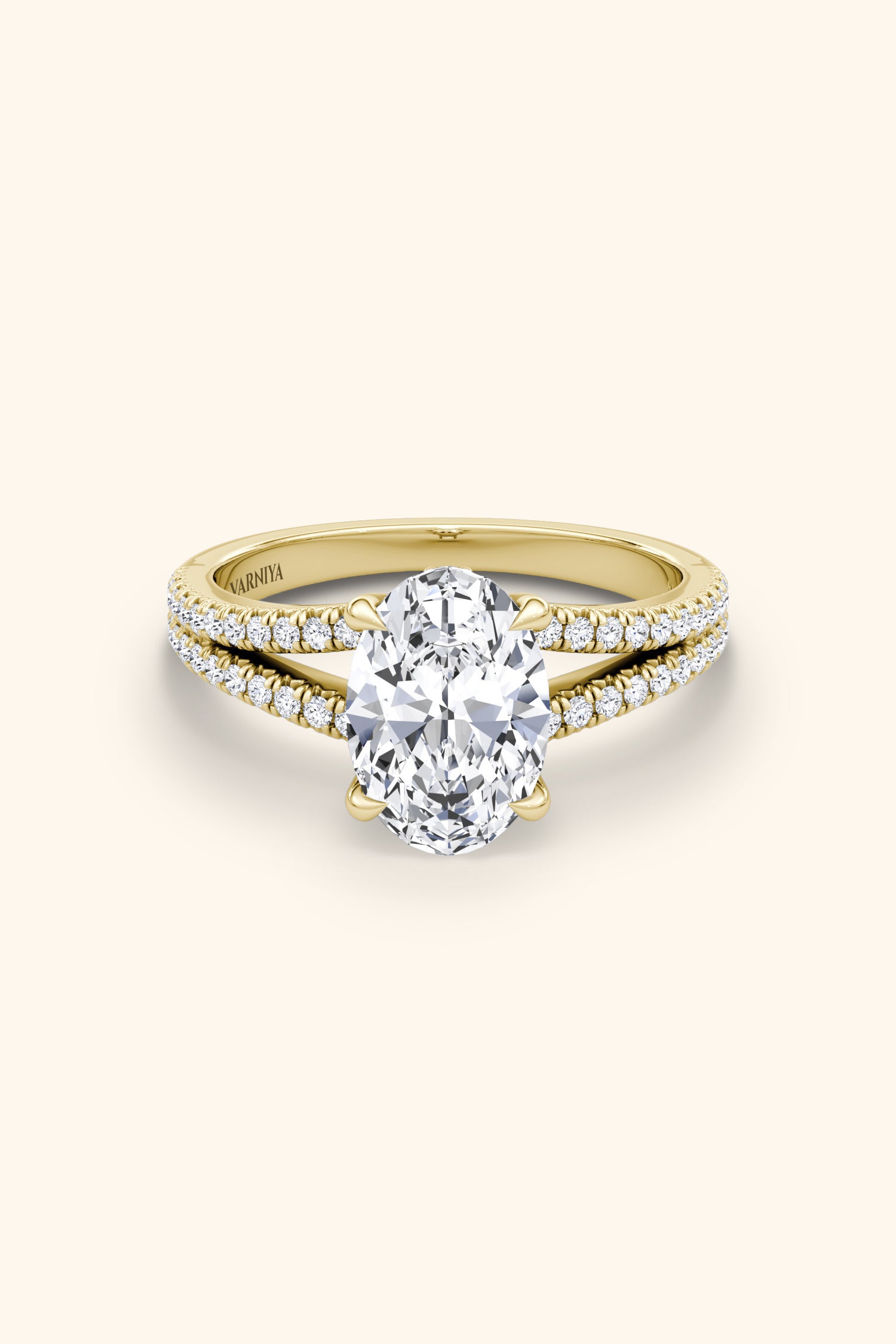 Dulce Halo Oval Solitaire Pavé Ring