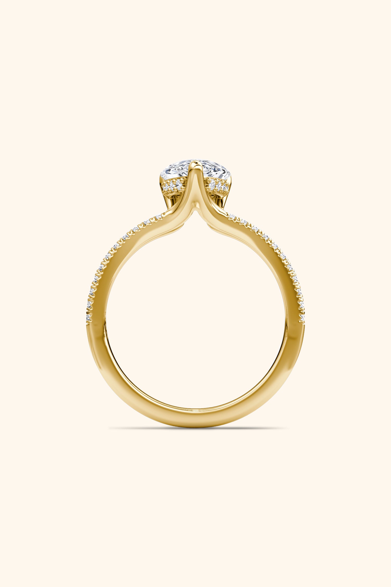 Dulce Halo Pear Solitaire Pavé Ring