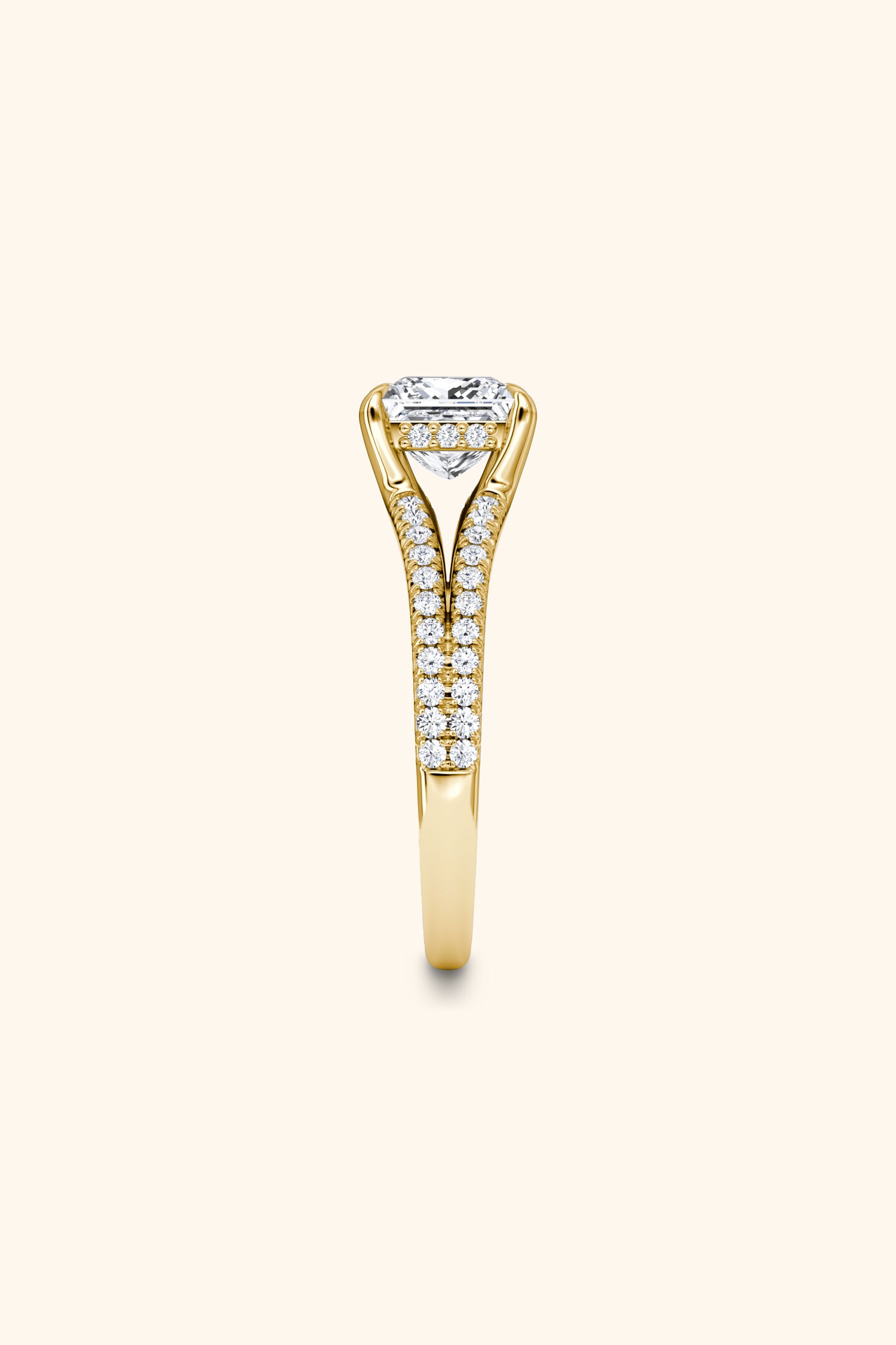 Dulce Halo Princess Solitaire Pavé Ring