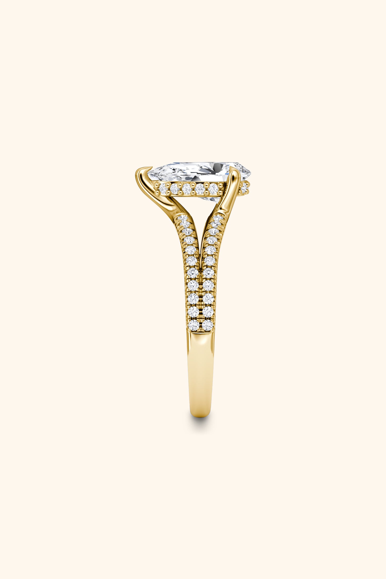 Dulce Halo Pear Solitaire Pavé Ring