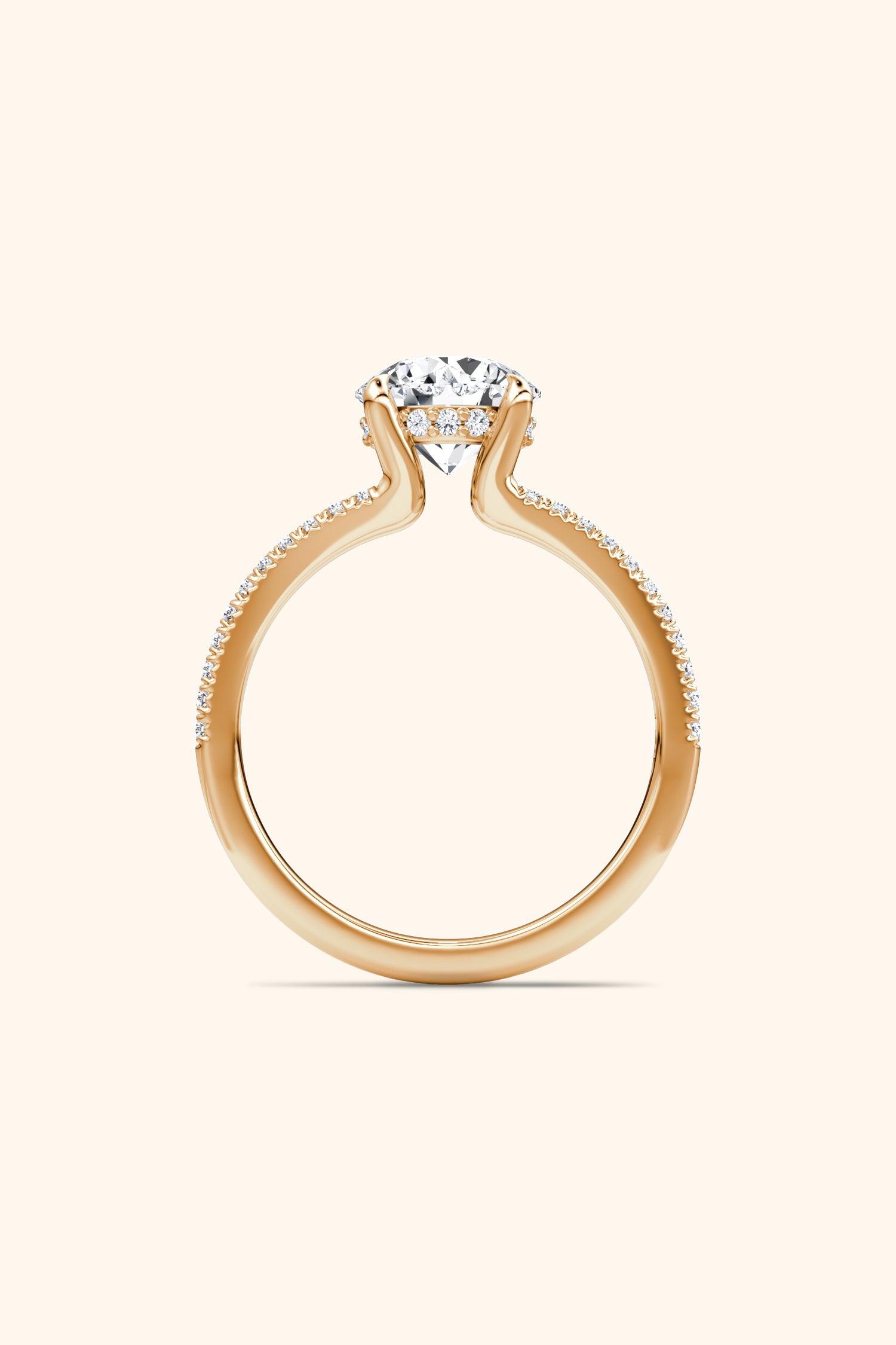 Dulce Halo Round Brilliant Solitaire Pavé Ring