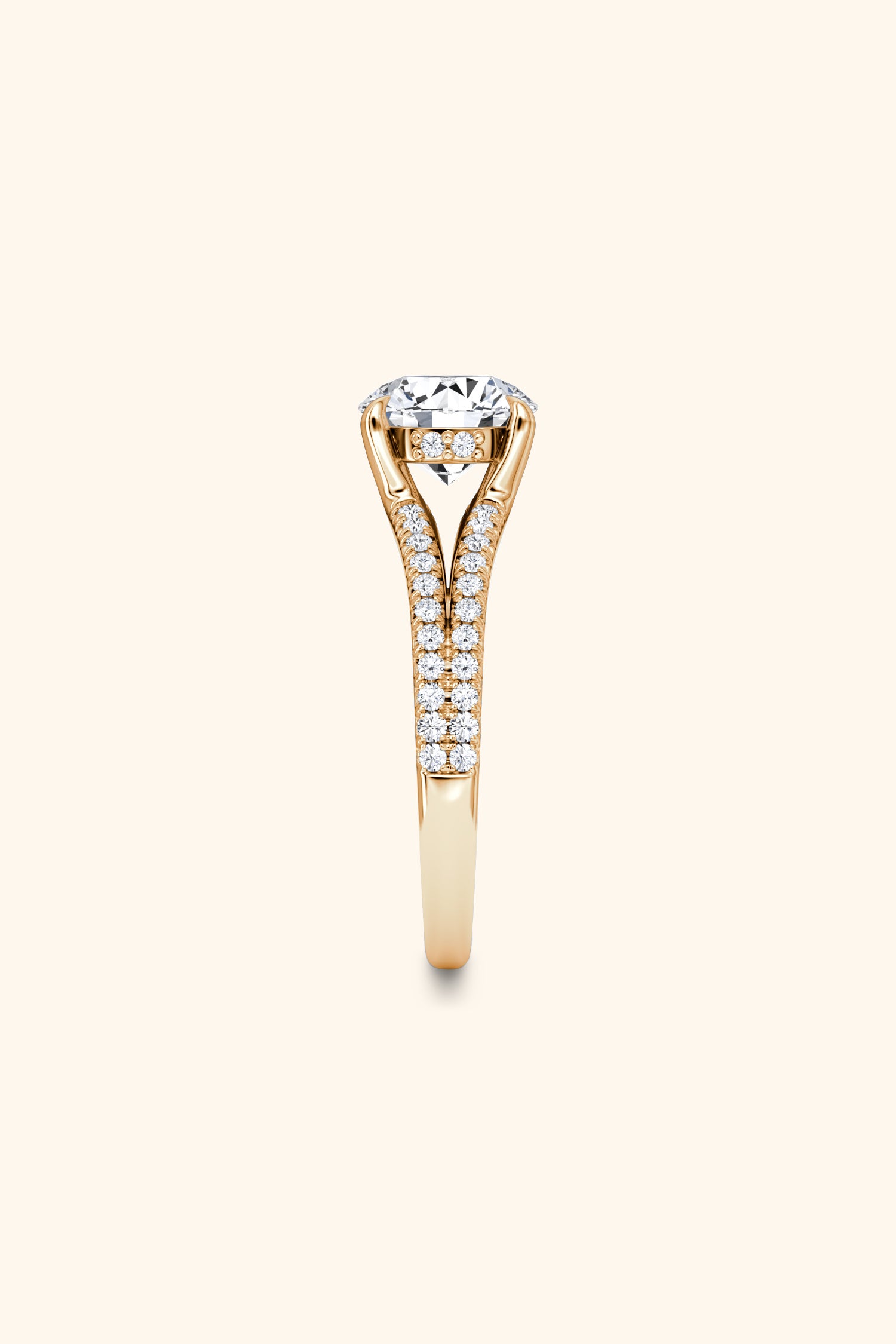 Dulce Halo Round Brilliant Solitaire Pavé Ring