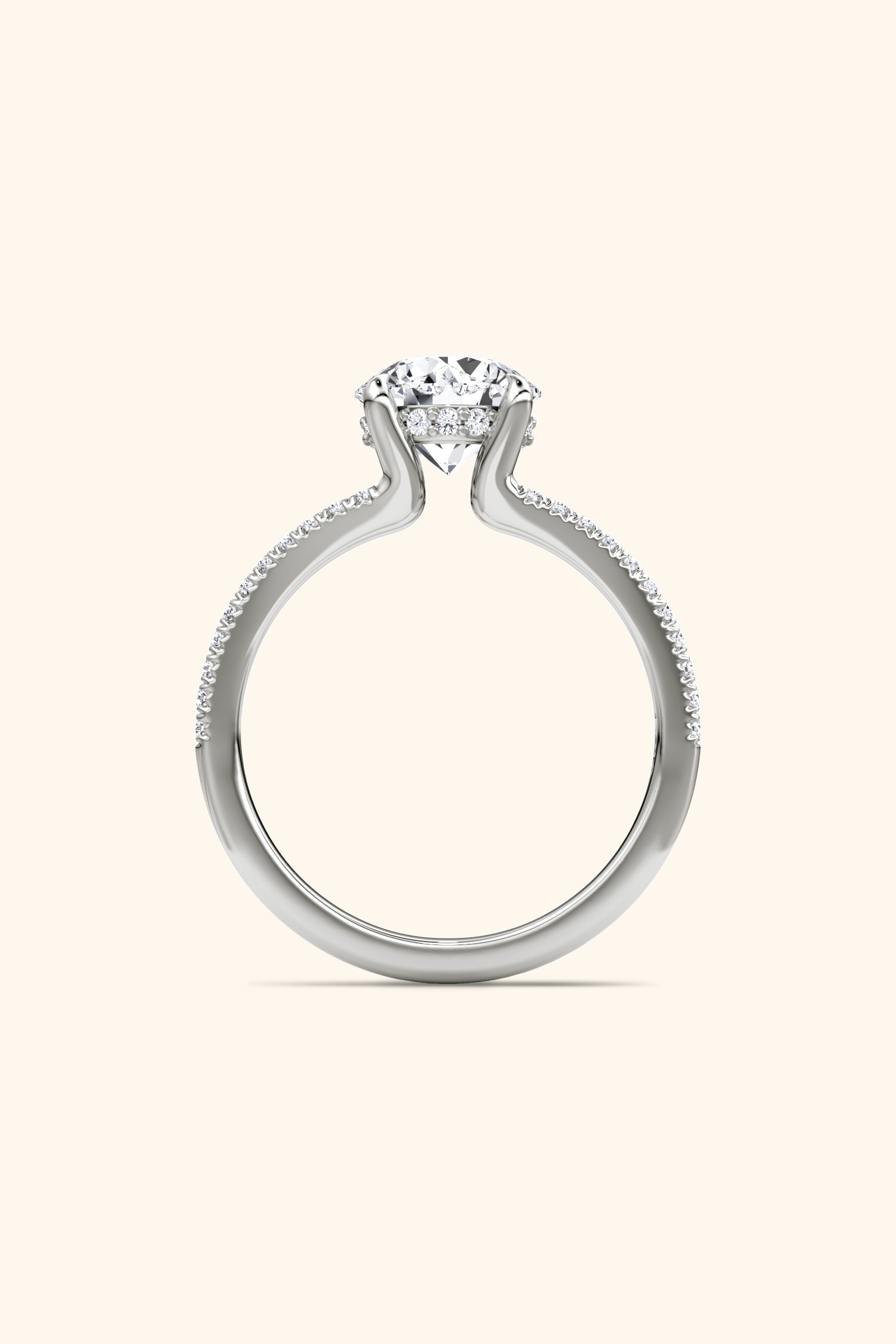 Dulce Halo Round Brilliant Solitaire Pavé Ring