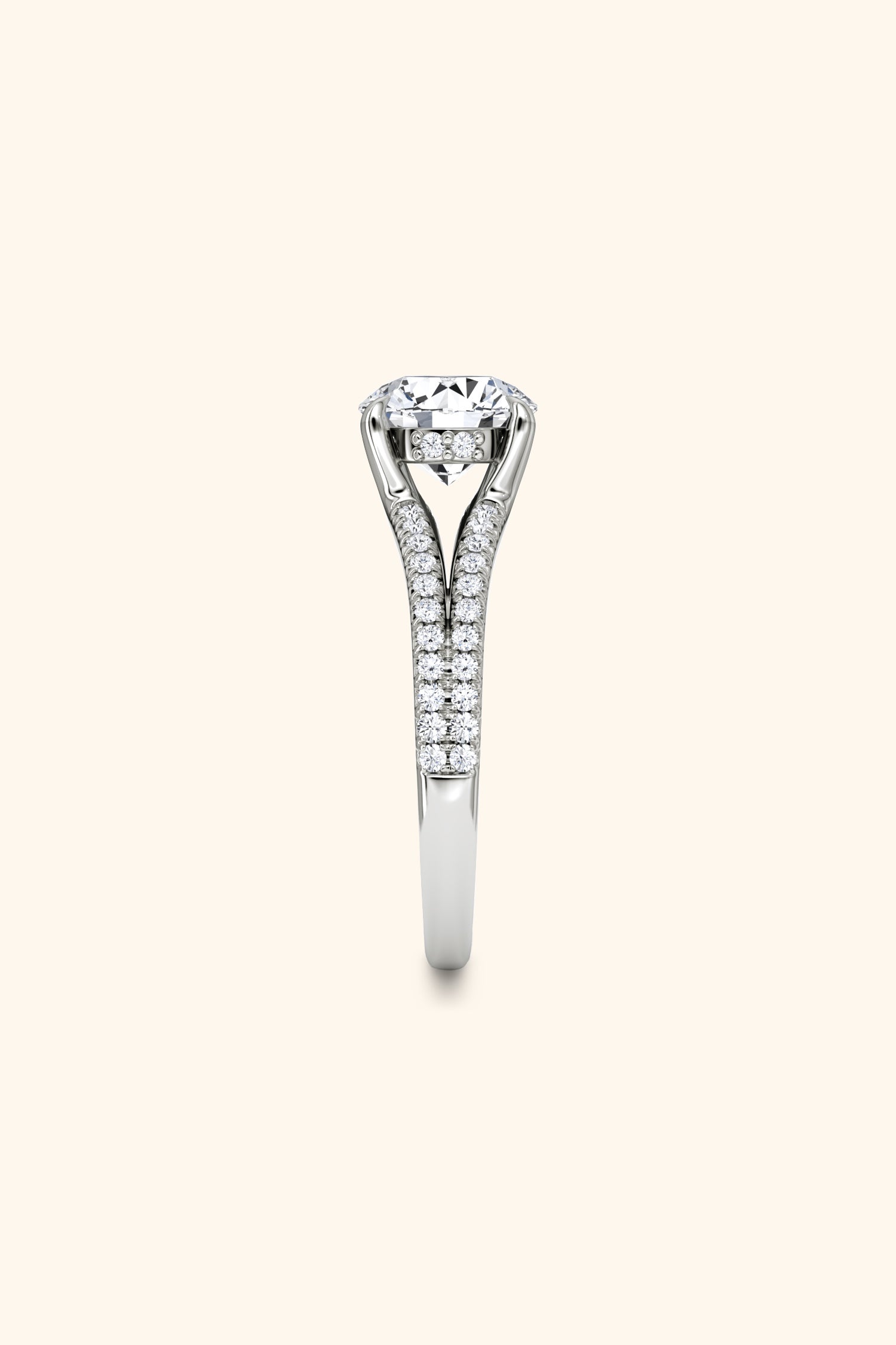Dulce Halo Round Brilliant Solitaire Pavé Ring