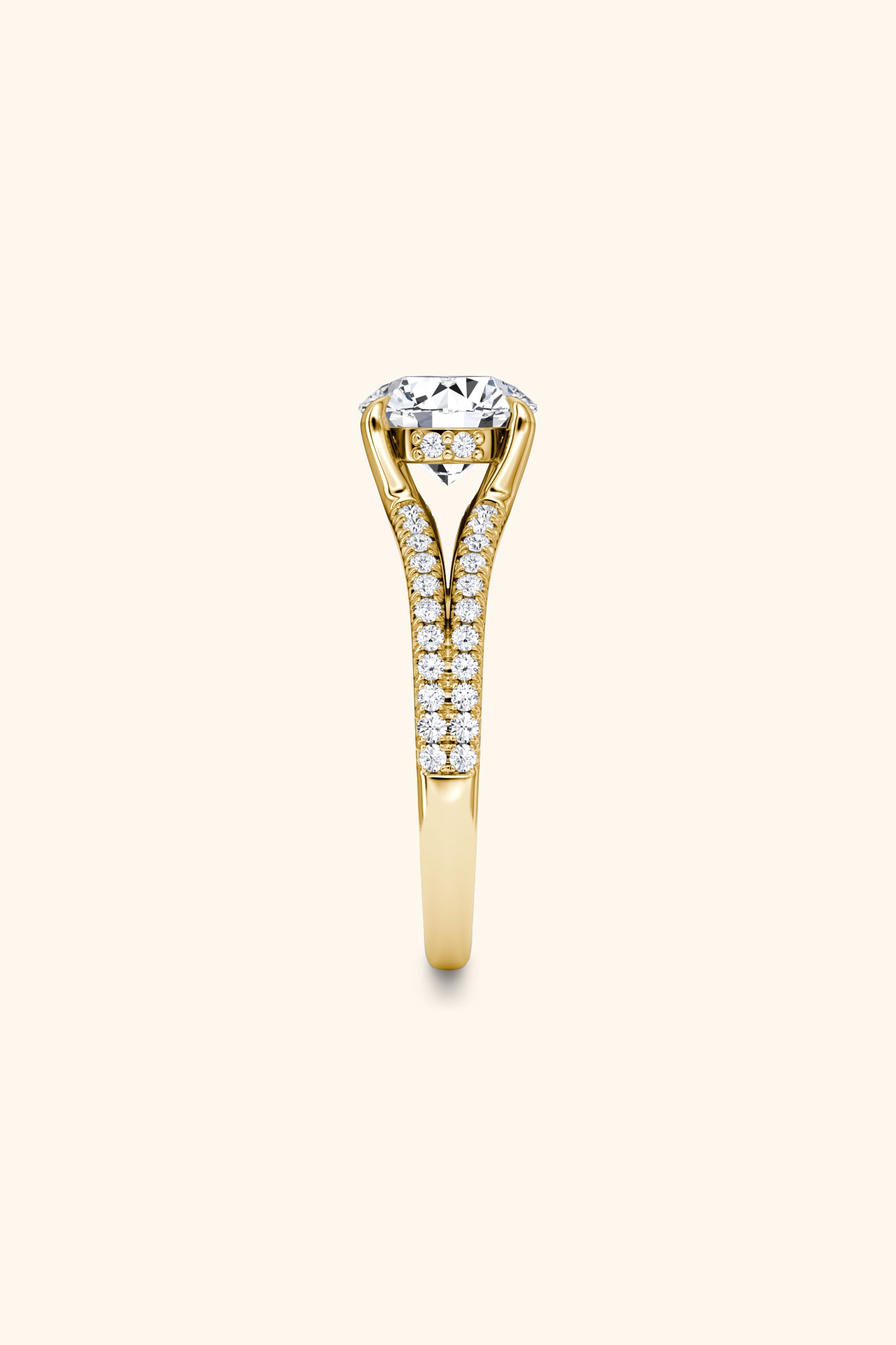 Dulce Halo Round Brilliant Solitaire Pavé Ring