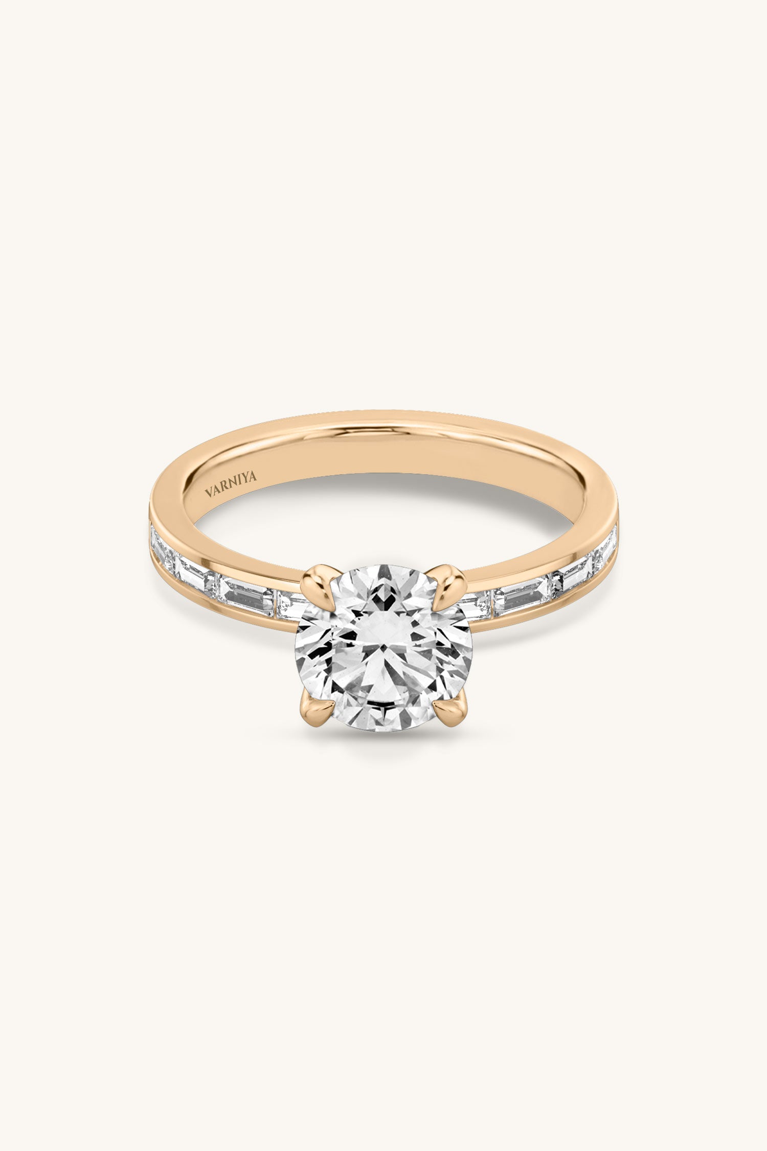 Sequinne Round Solitaire Channel Pavé Band