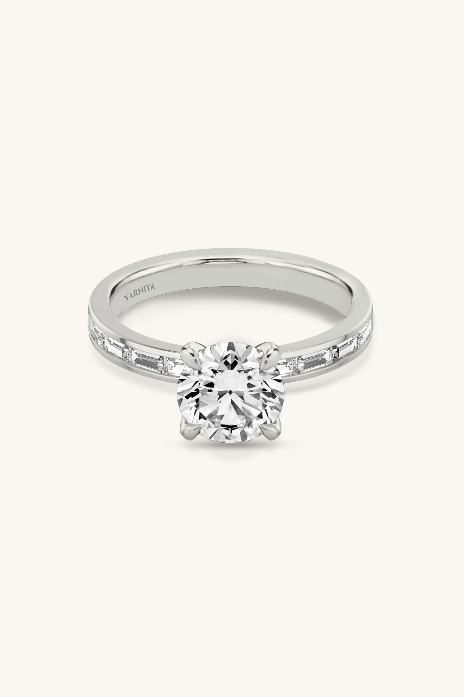 Sequinne Round Solitaire Channel Pavé Band